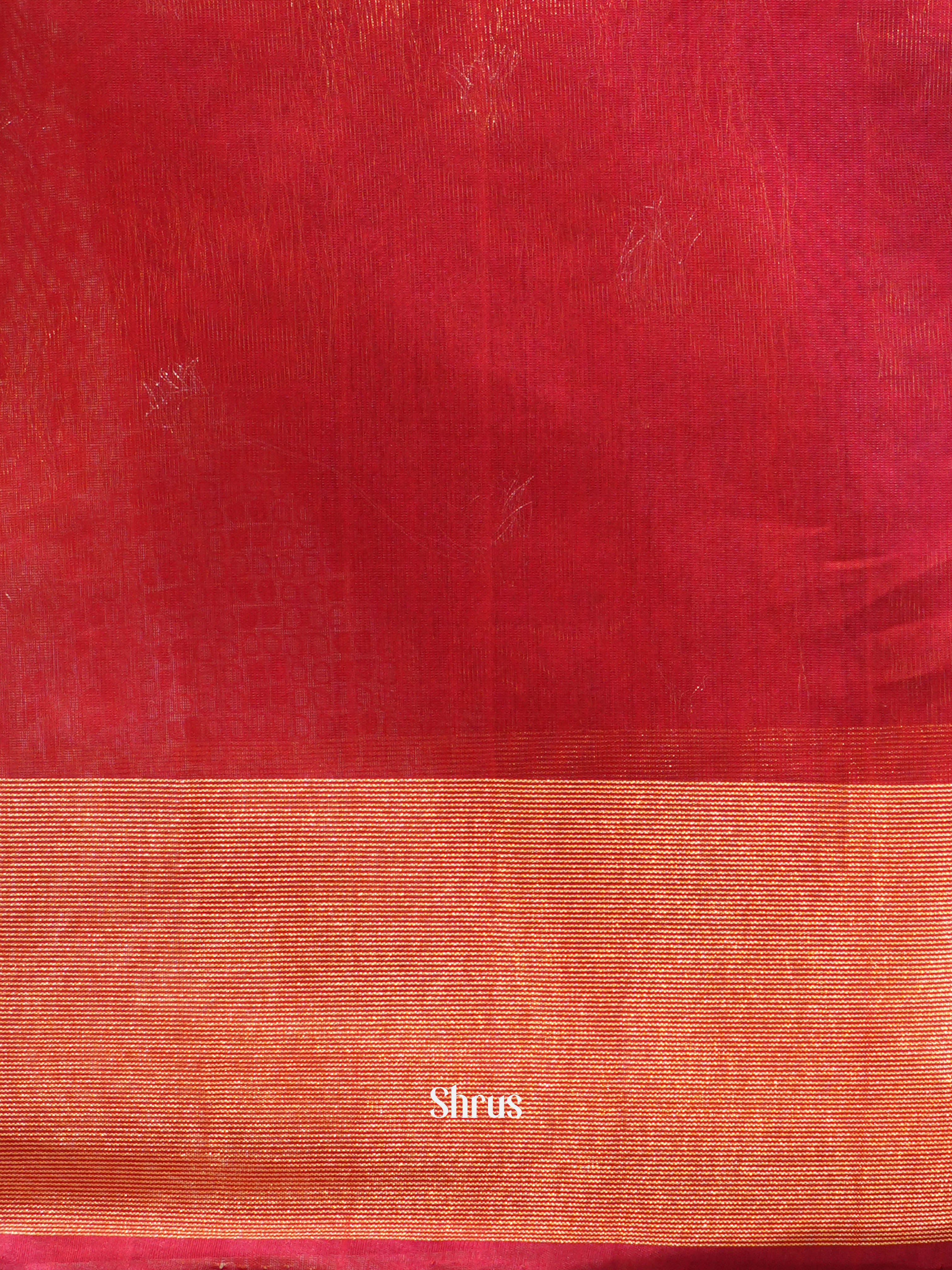 Blue & Red - Silk Cotton Saree