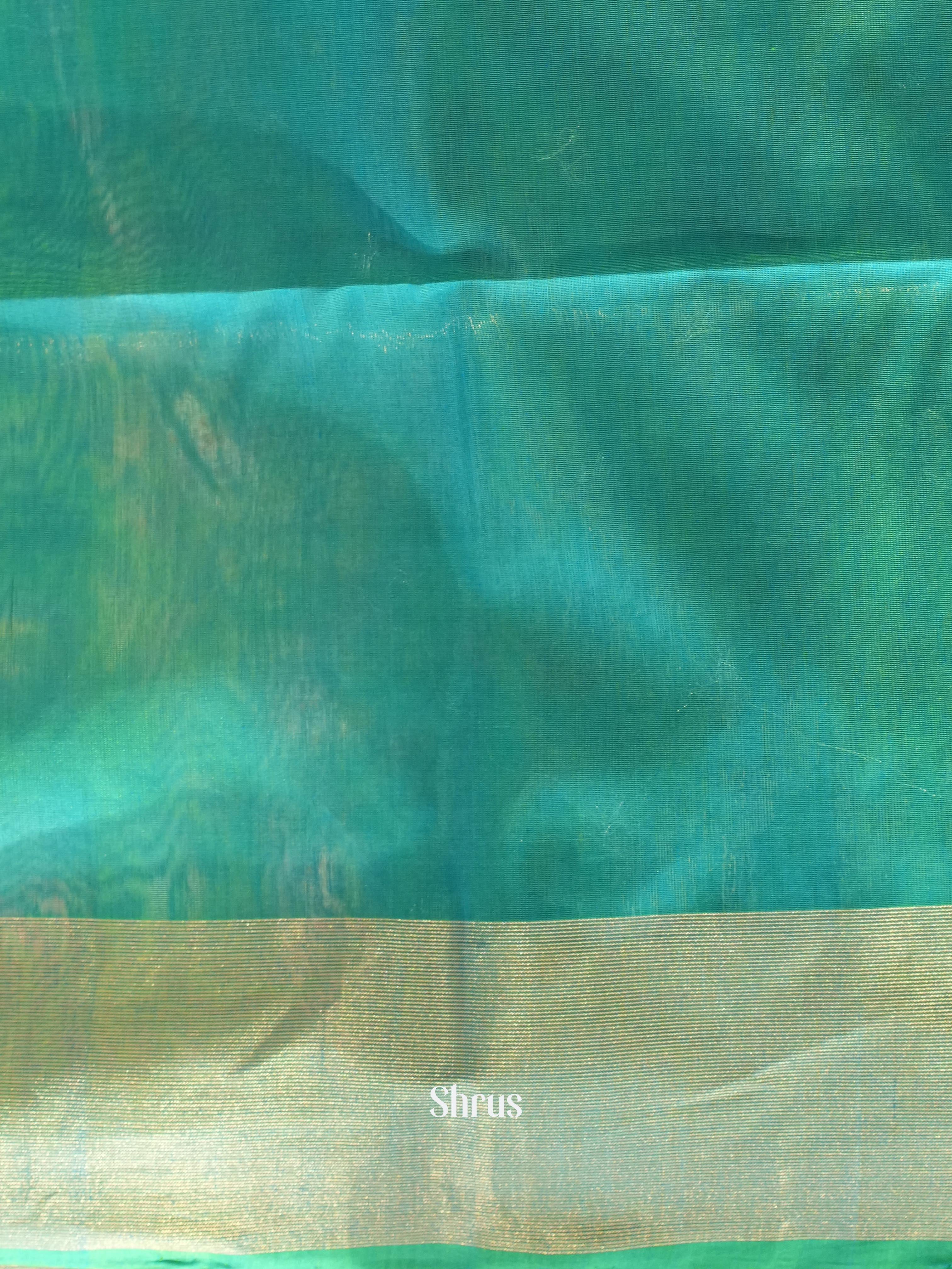 Brown & Teal - Silk cotton Saree