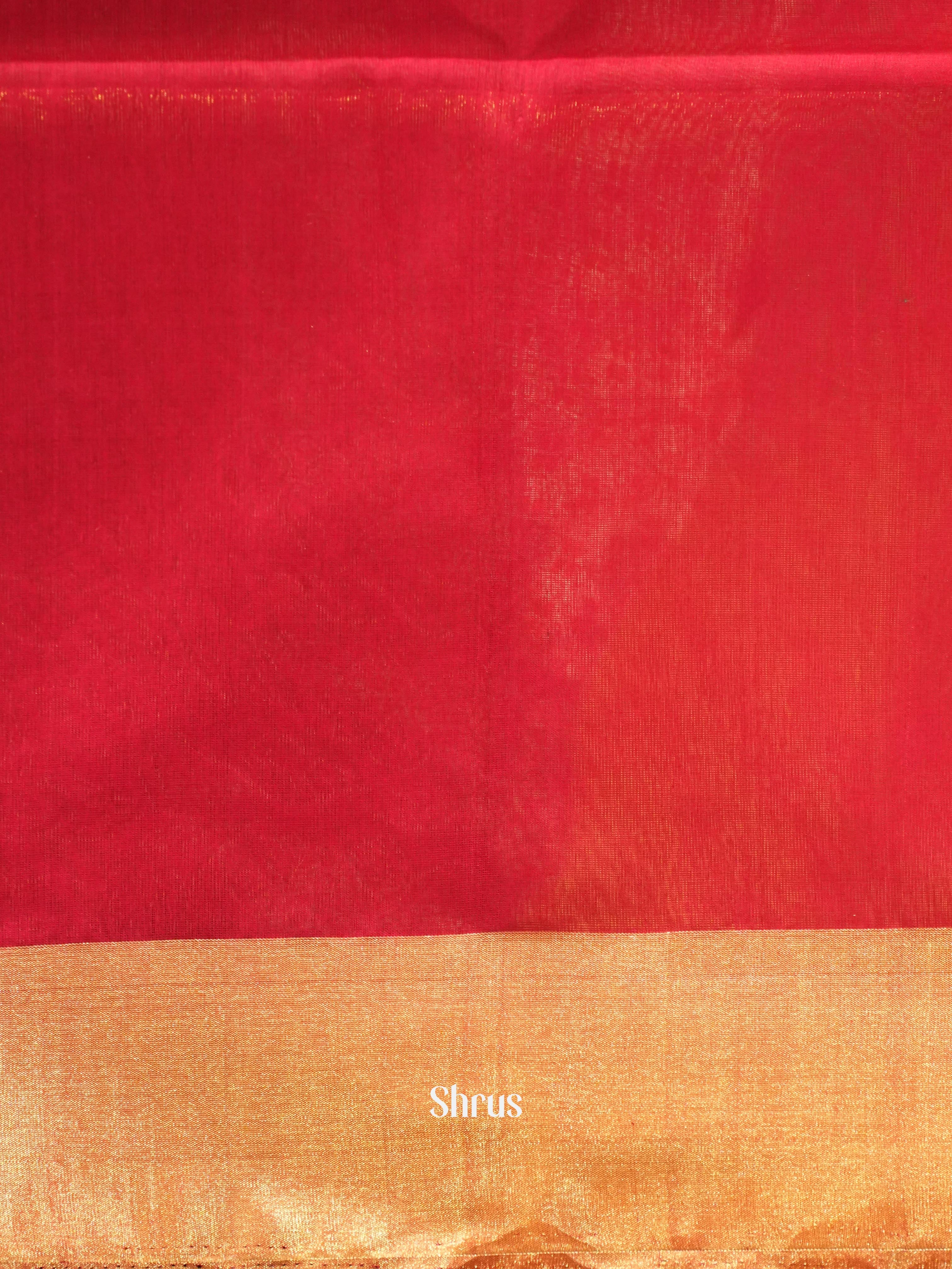 Green& Red  - Silk cotton Saree