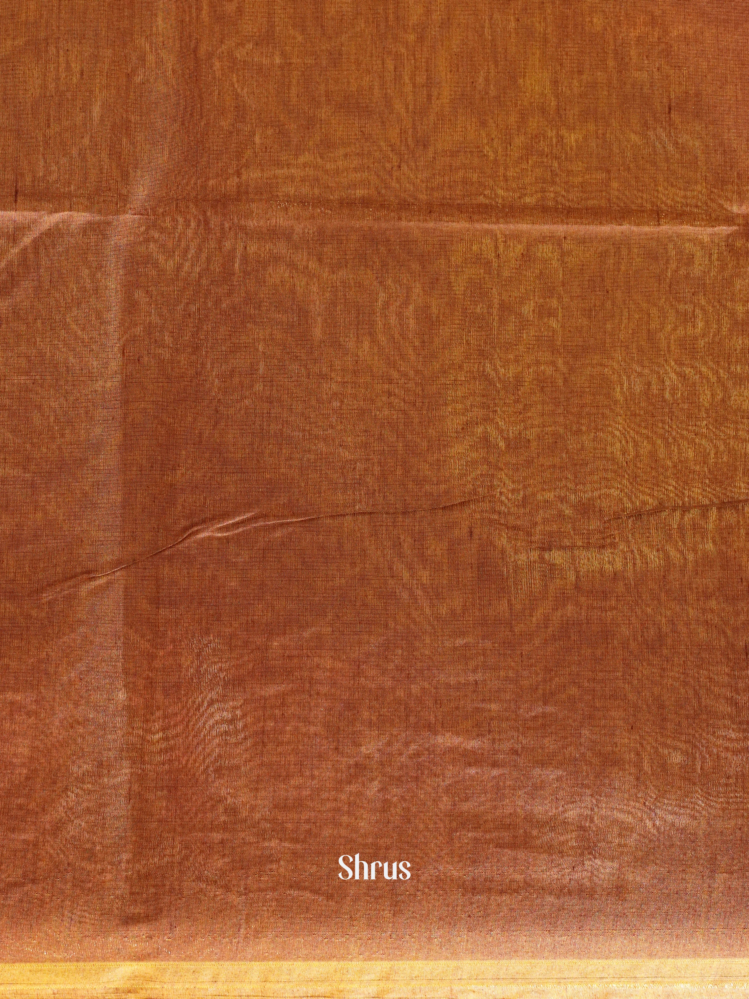 Orange & Brown- Semi Silkcotton Saree