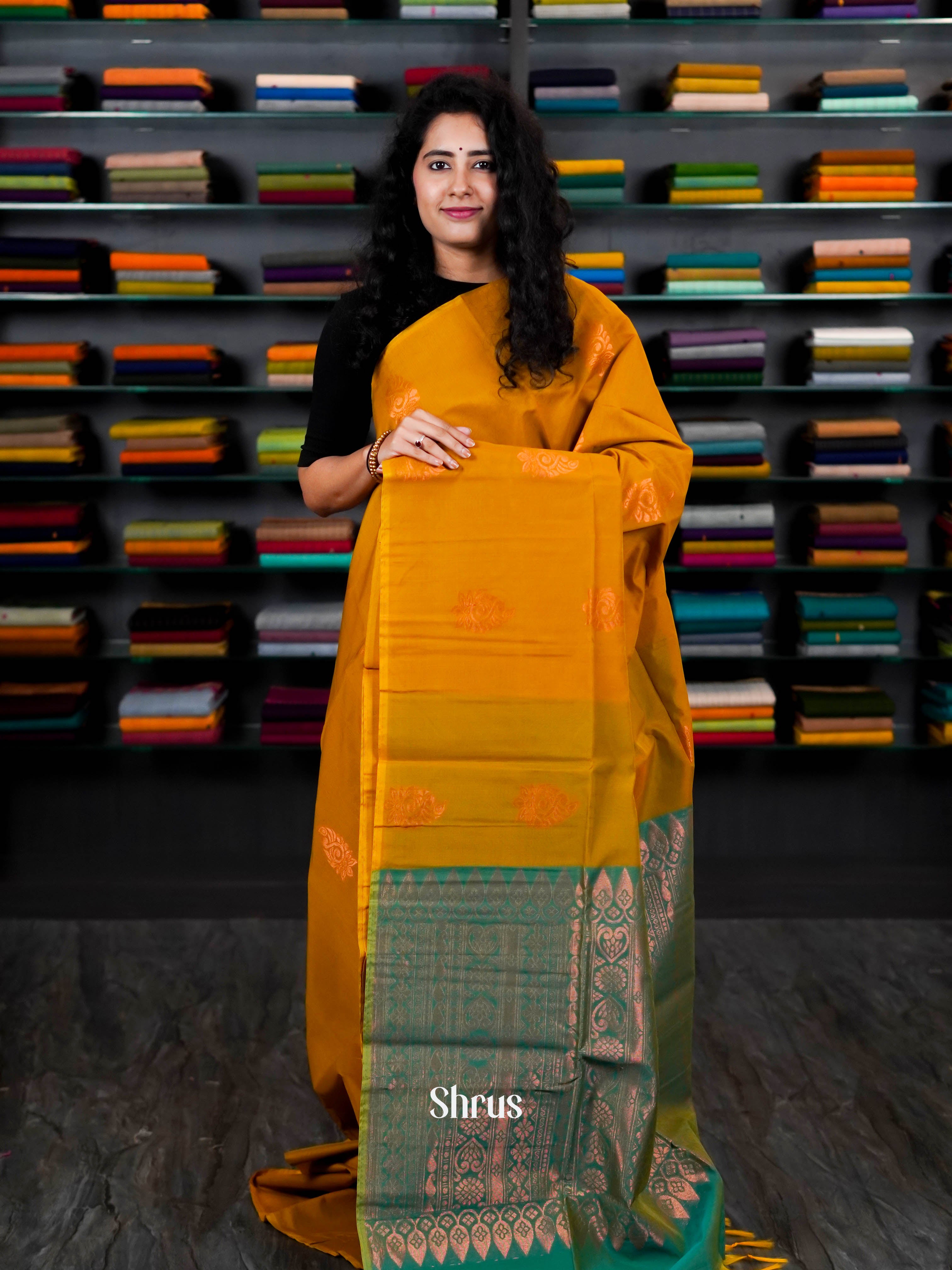 Golden Brown & Green - Semi Silkcotton