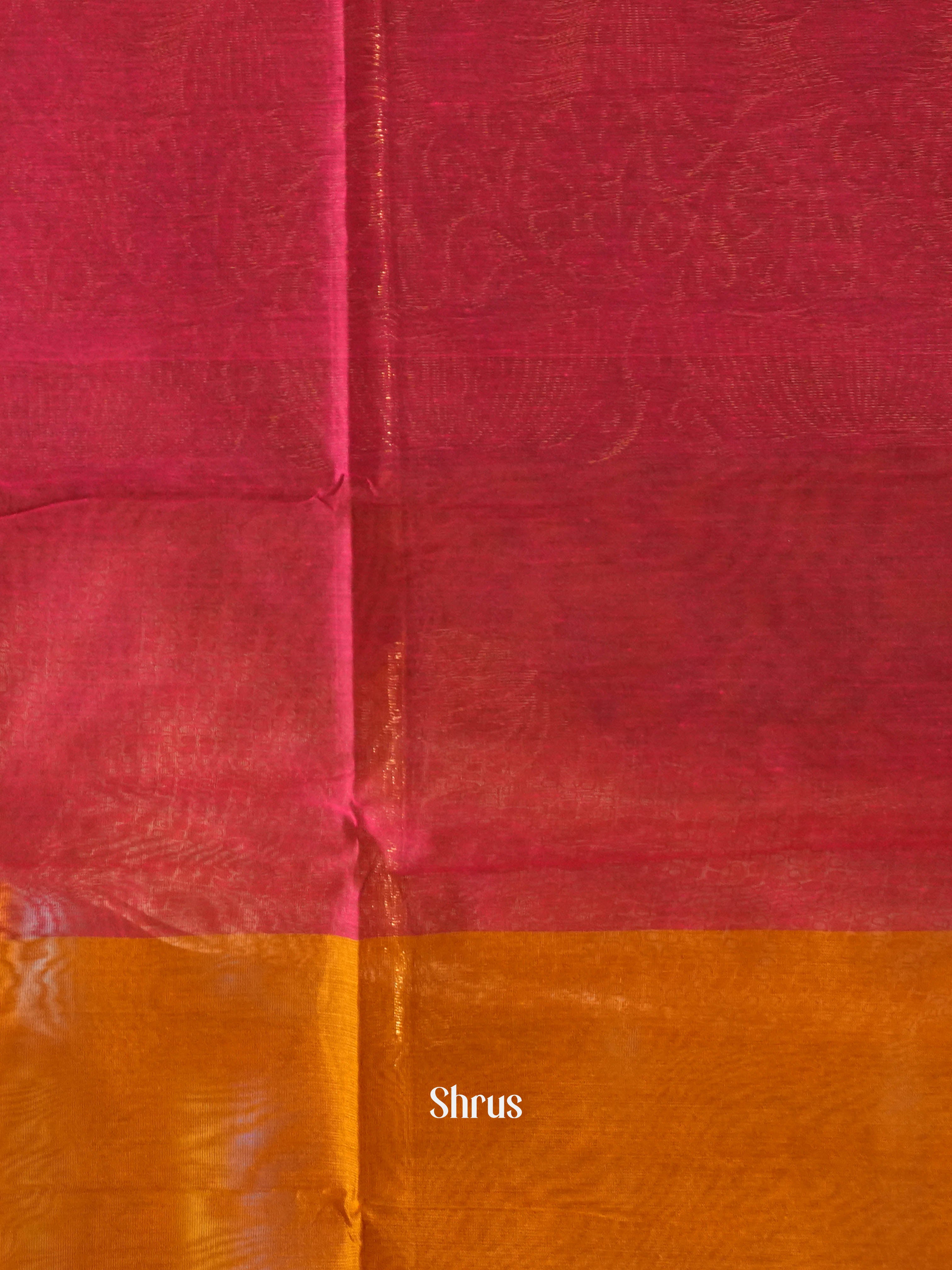 Brick & Maroon - Semi Silkcotton Saree