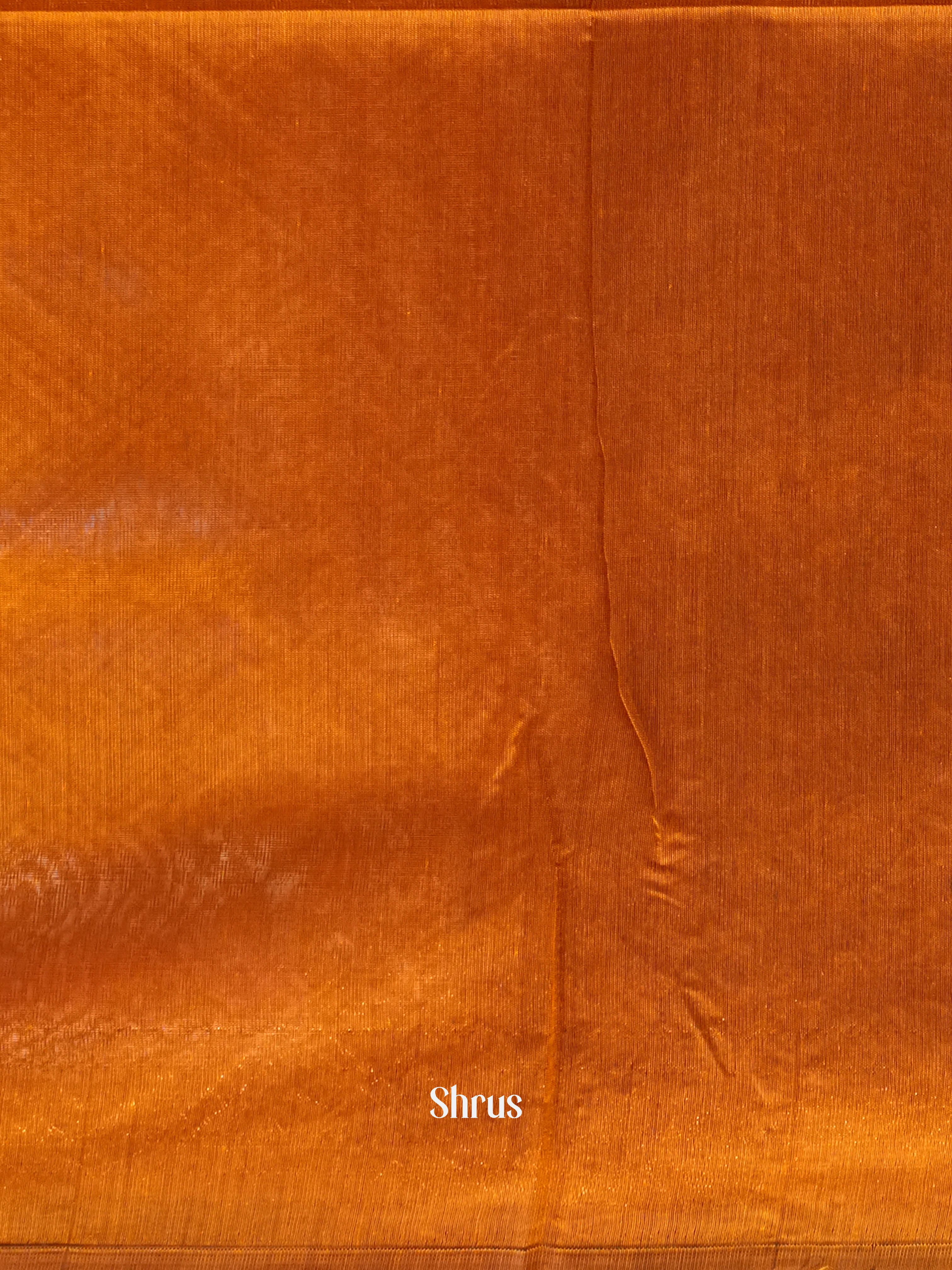 Green & Brick Orange - Semi Silkcotton Saree