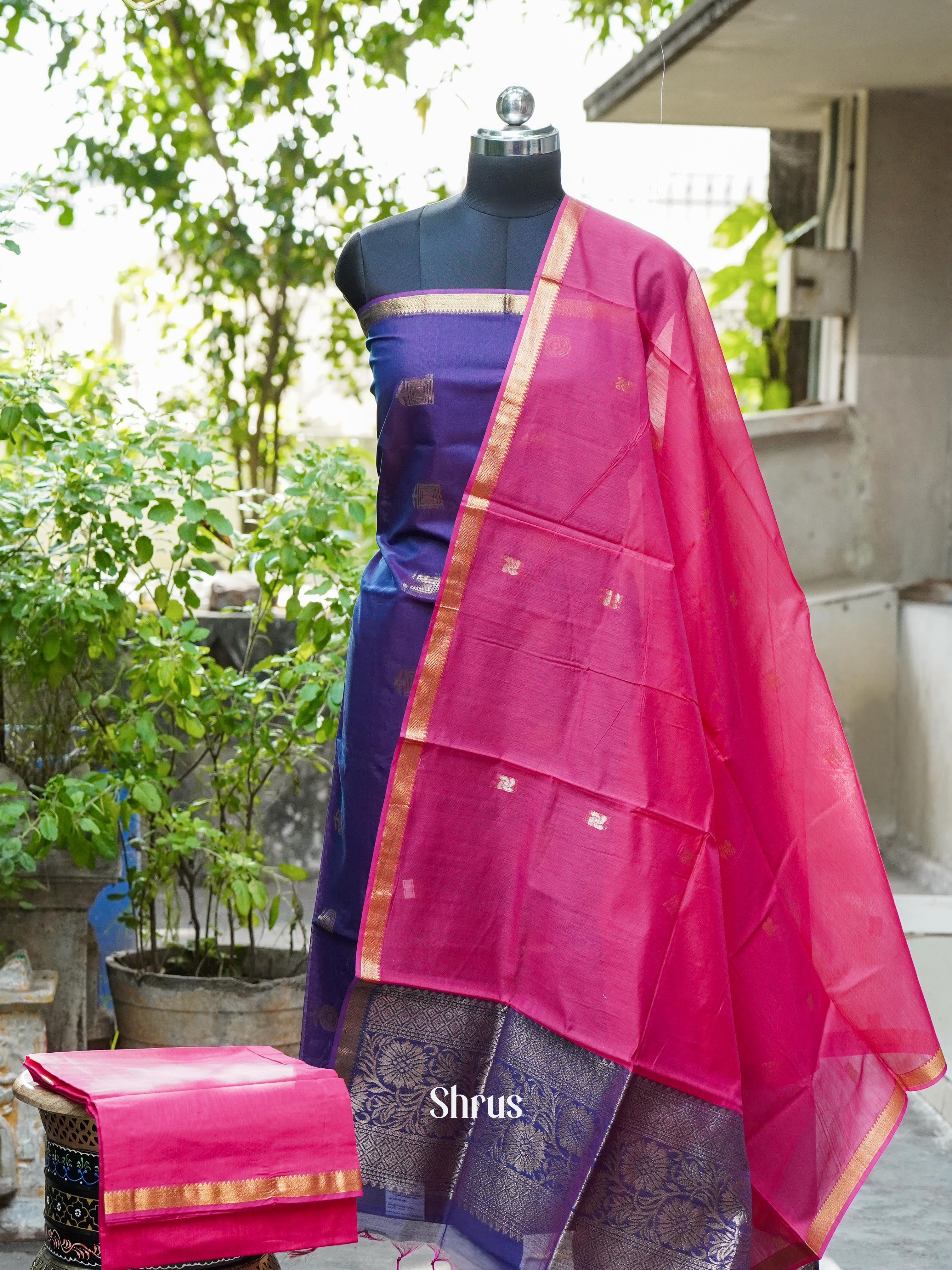 Violet & Pink - Semi silkcotton salwar