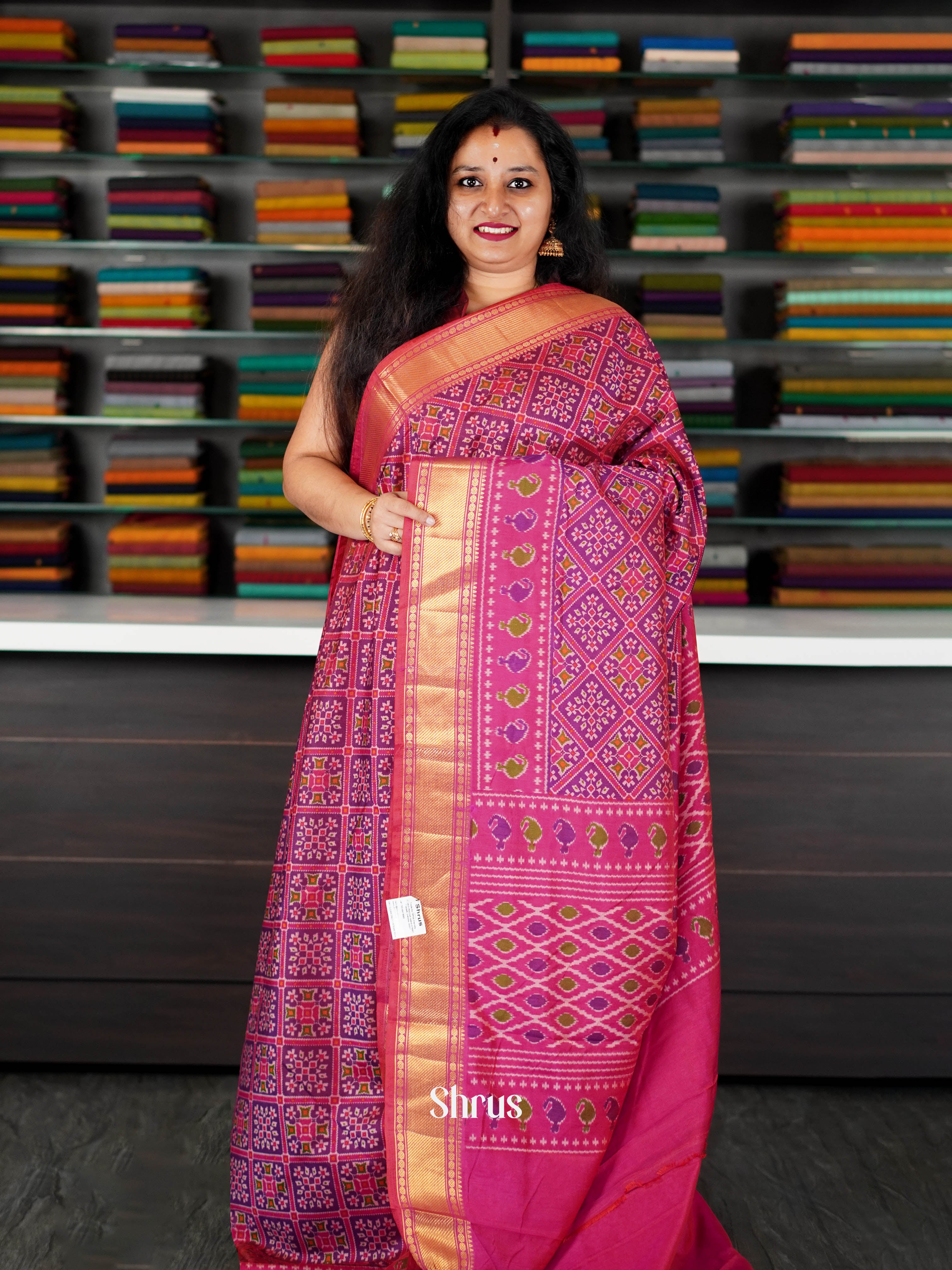 Pink  - Semi Patola Saree