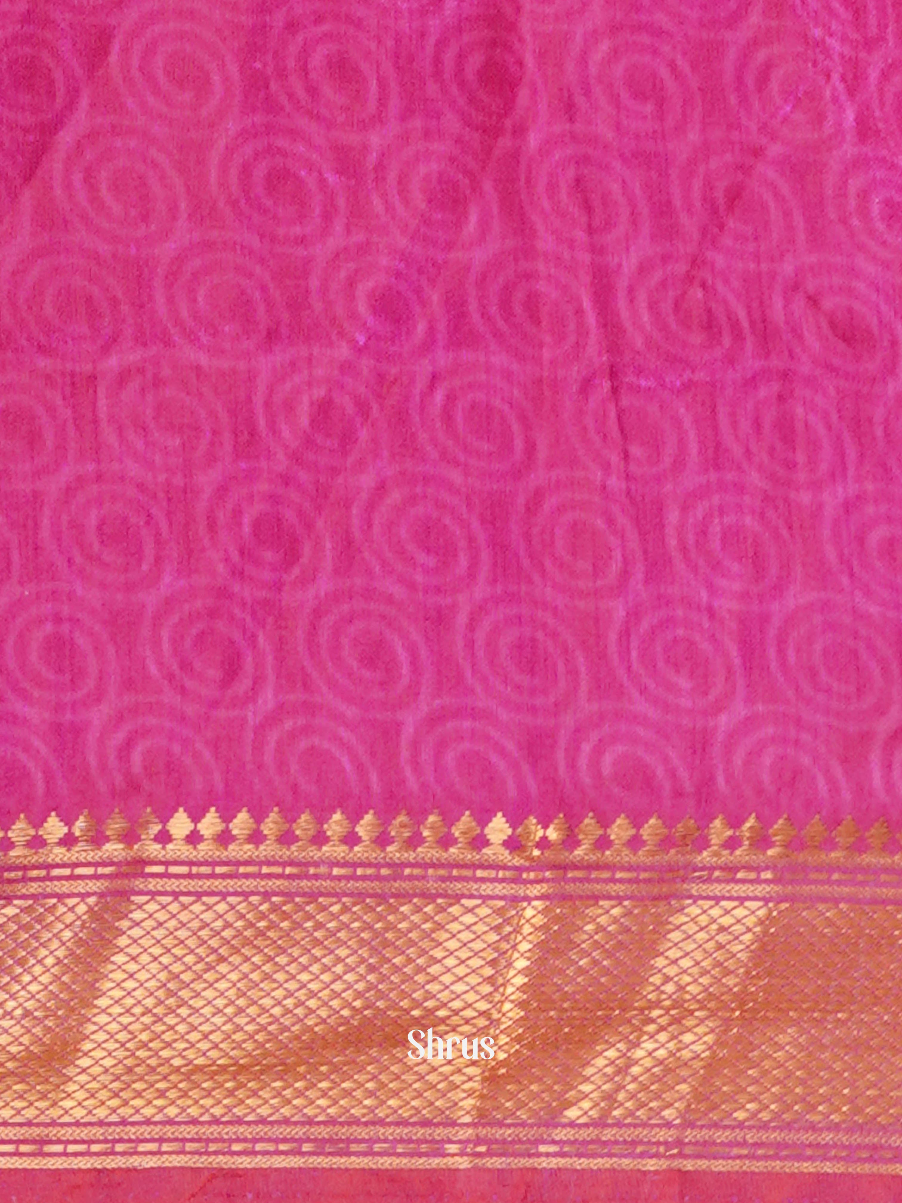 Dark Magenta & Pink  - Semi Patola Saree