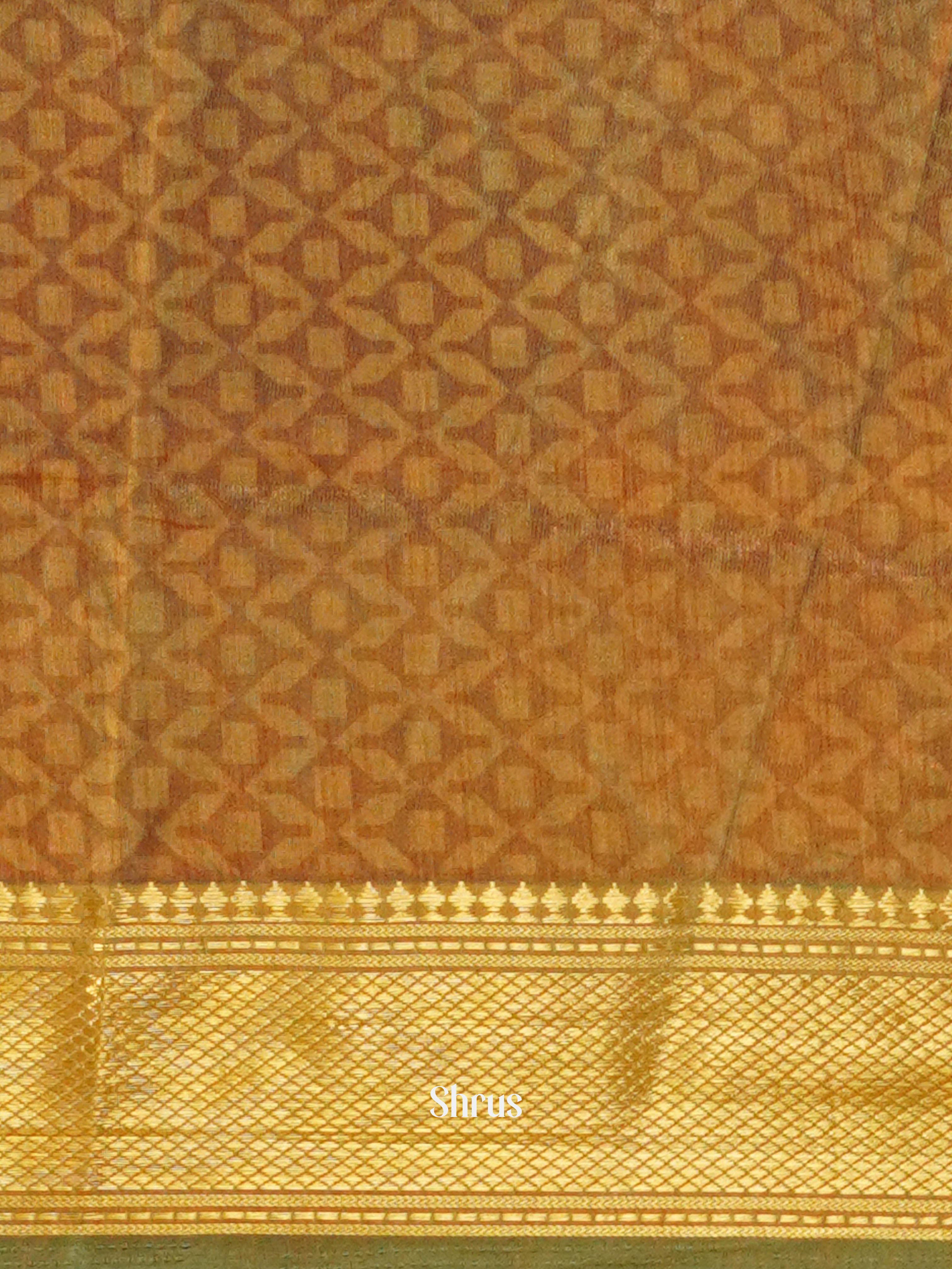 Green & Brown  - Semi Patola Saree