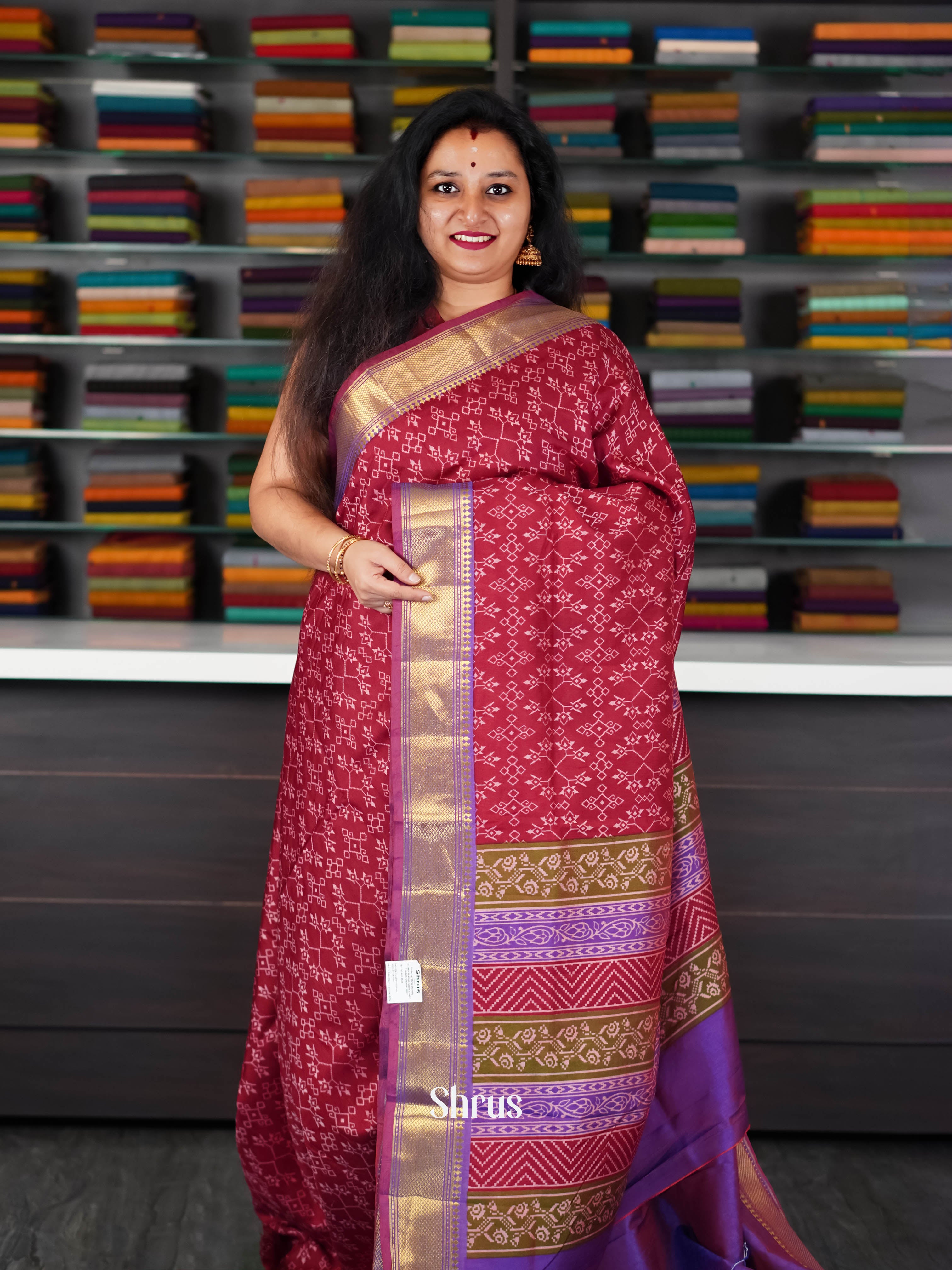 Maroon & Purple  - Semi Patola Saree