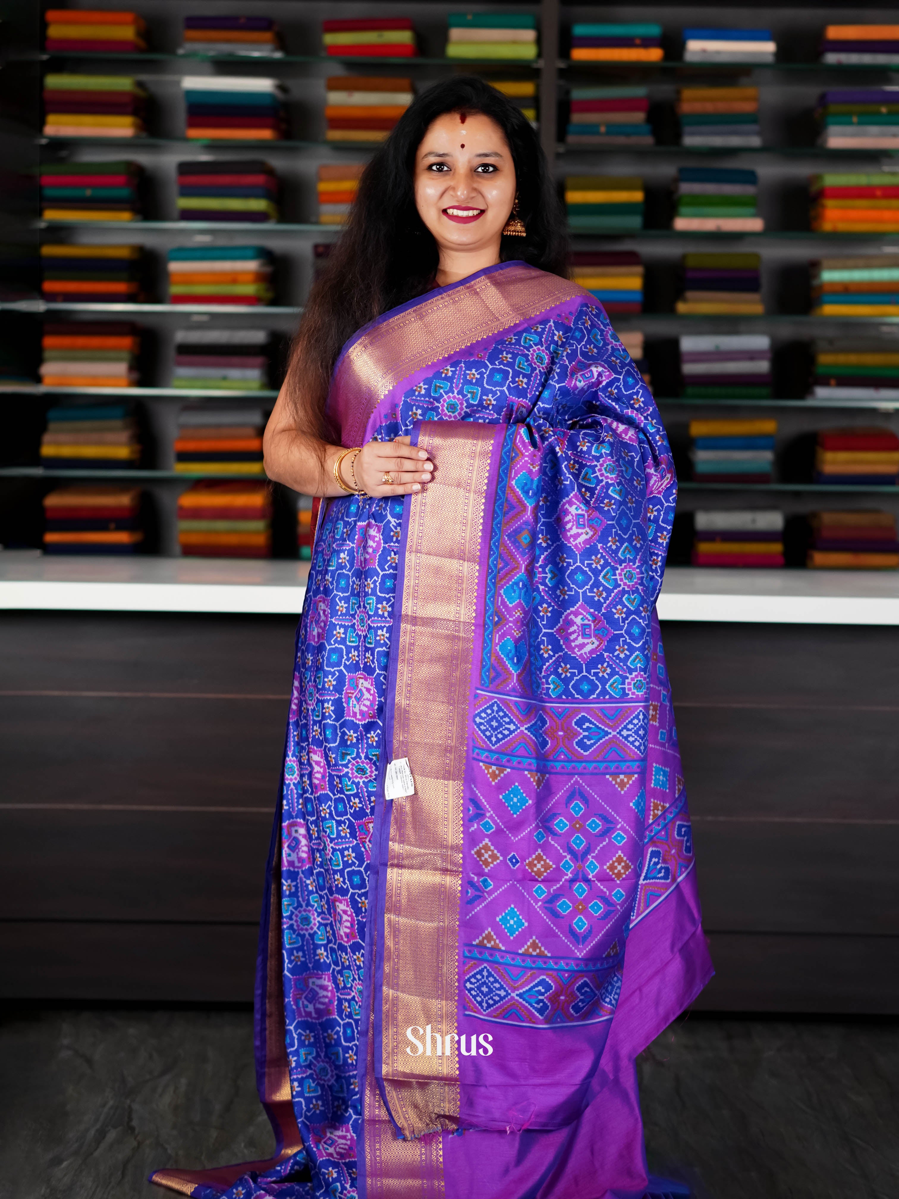 Blue & Purple  - Semi Patola saree