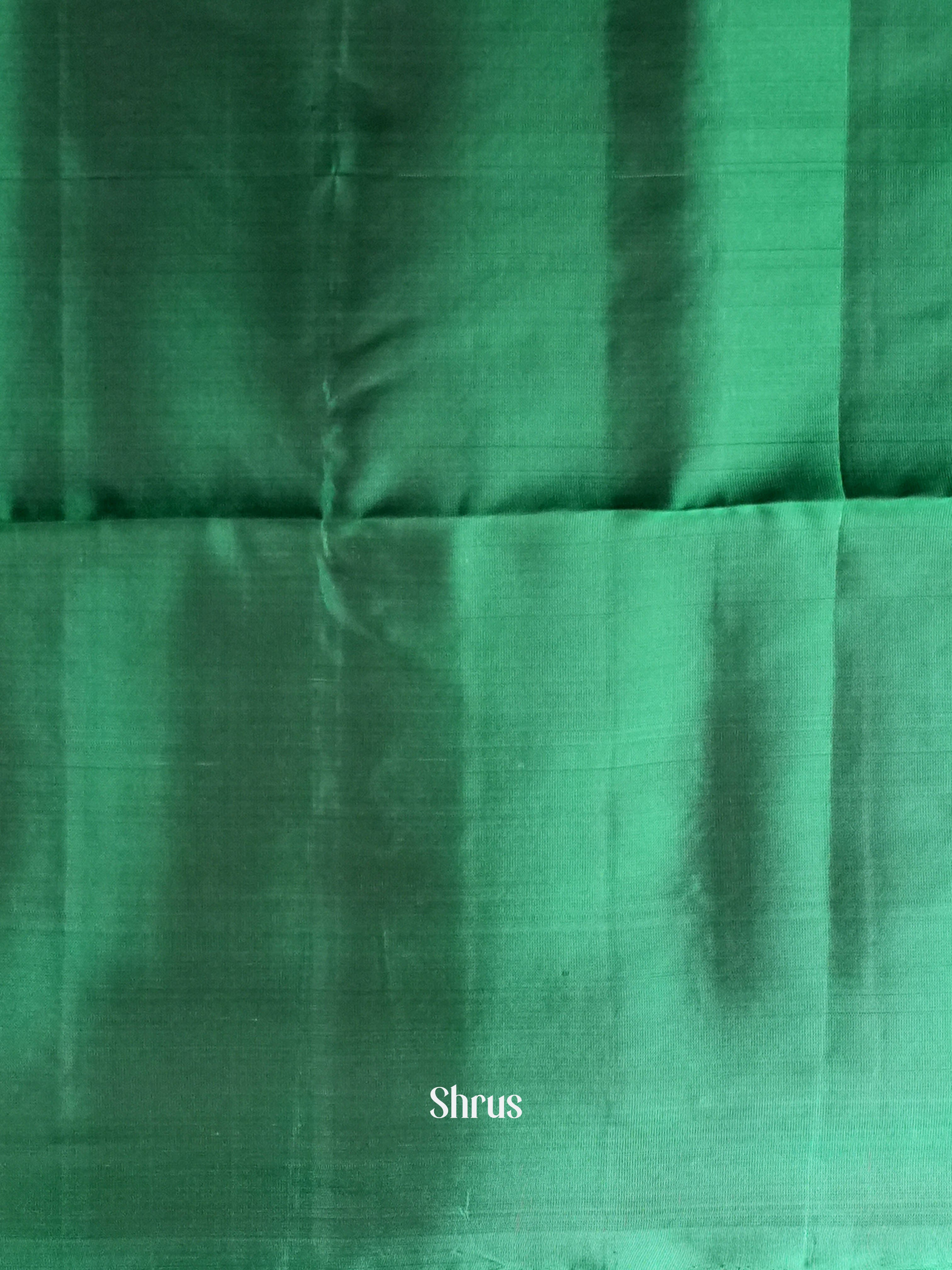 Green & Dark Brown  - Softsilk-halfpure Saree