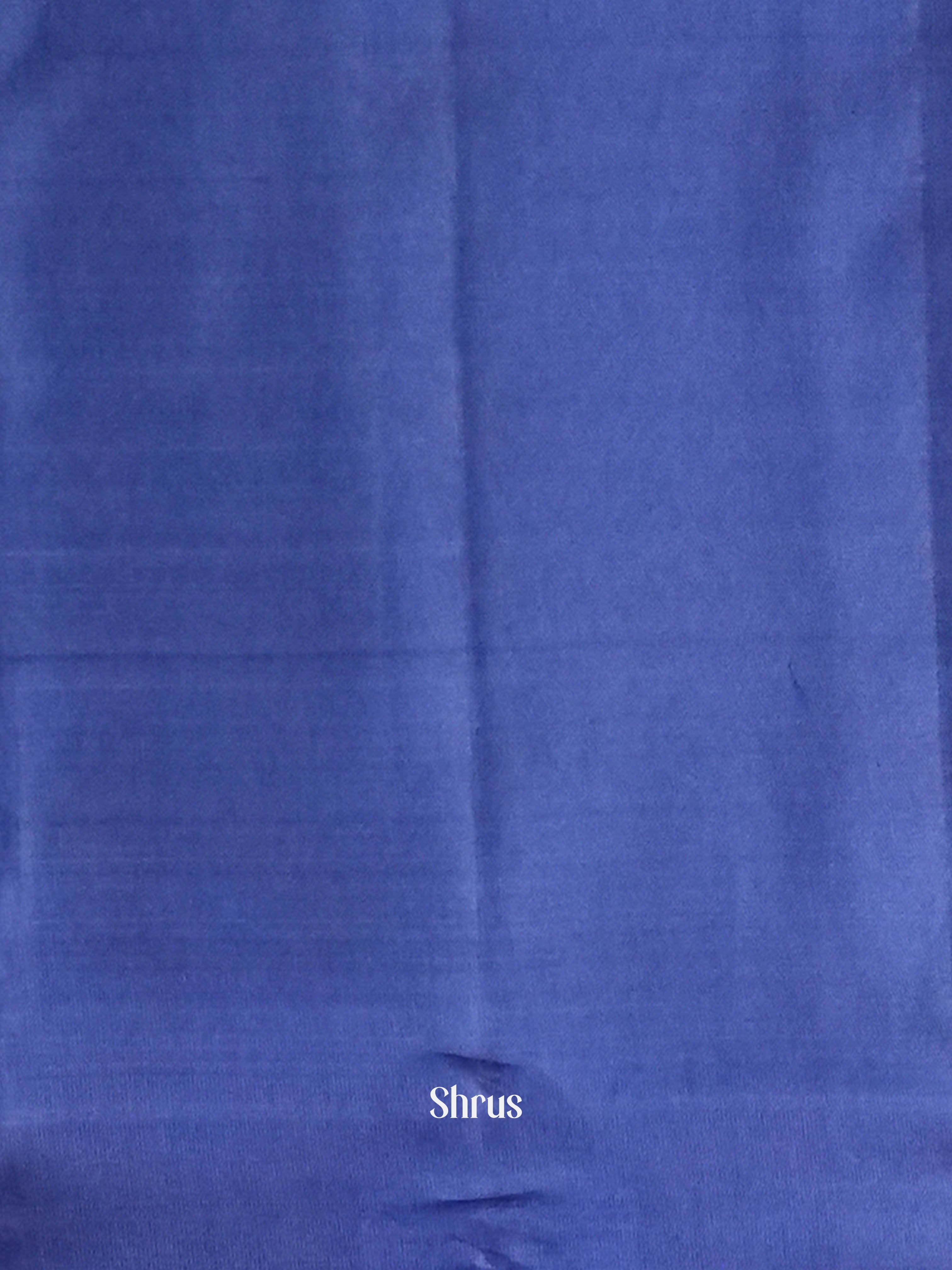 Cadet Blue & Navy Blue  - Softsilk-halfpure Saree