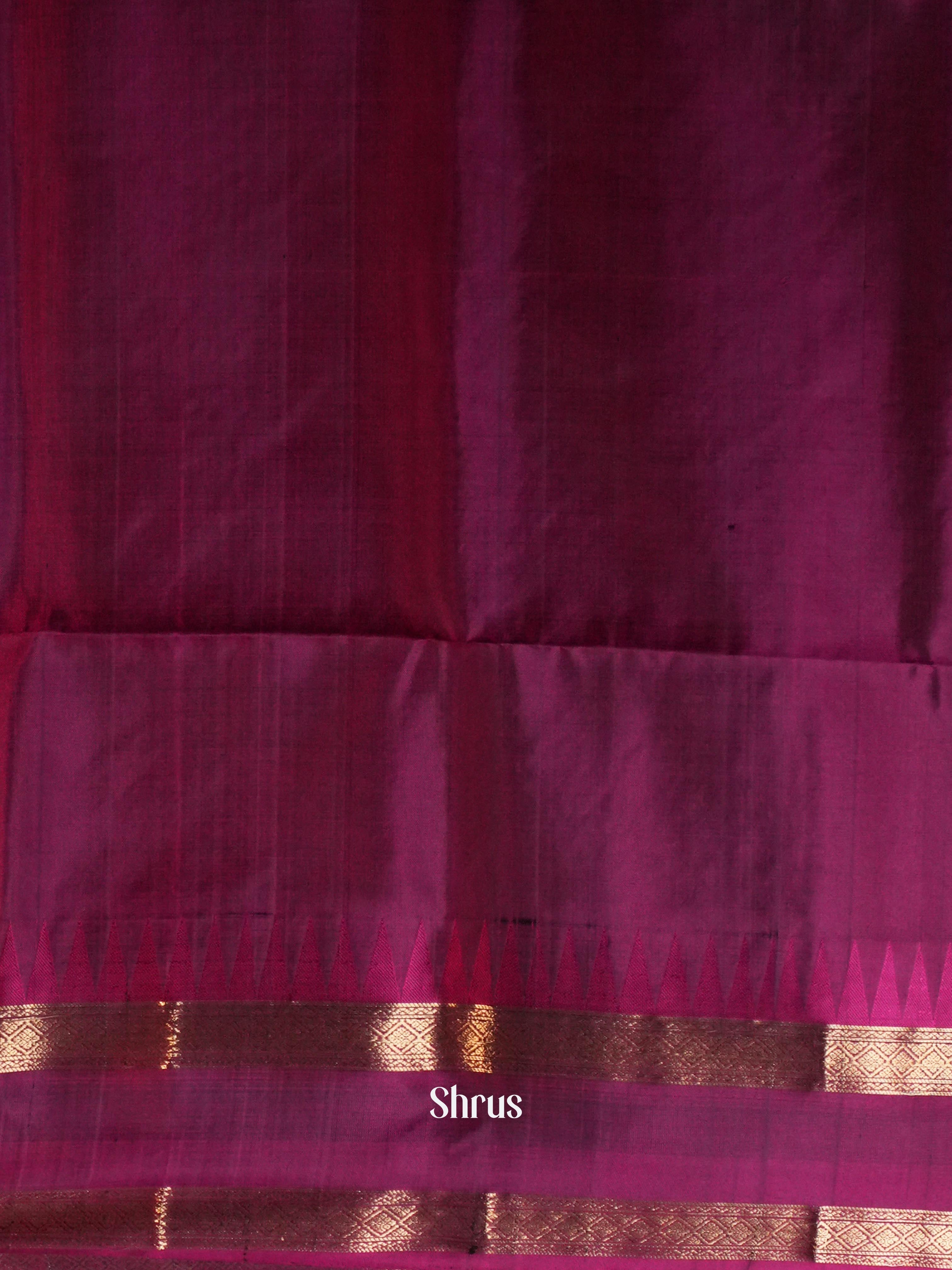 Green & Rose Maroon  - Soft Silk Saree