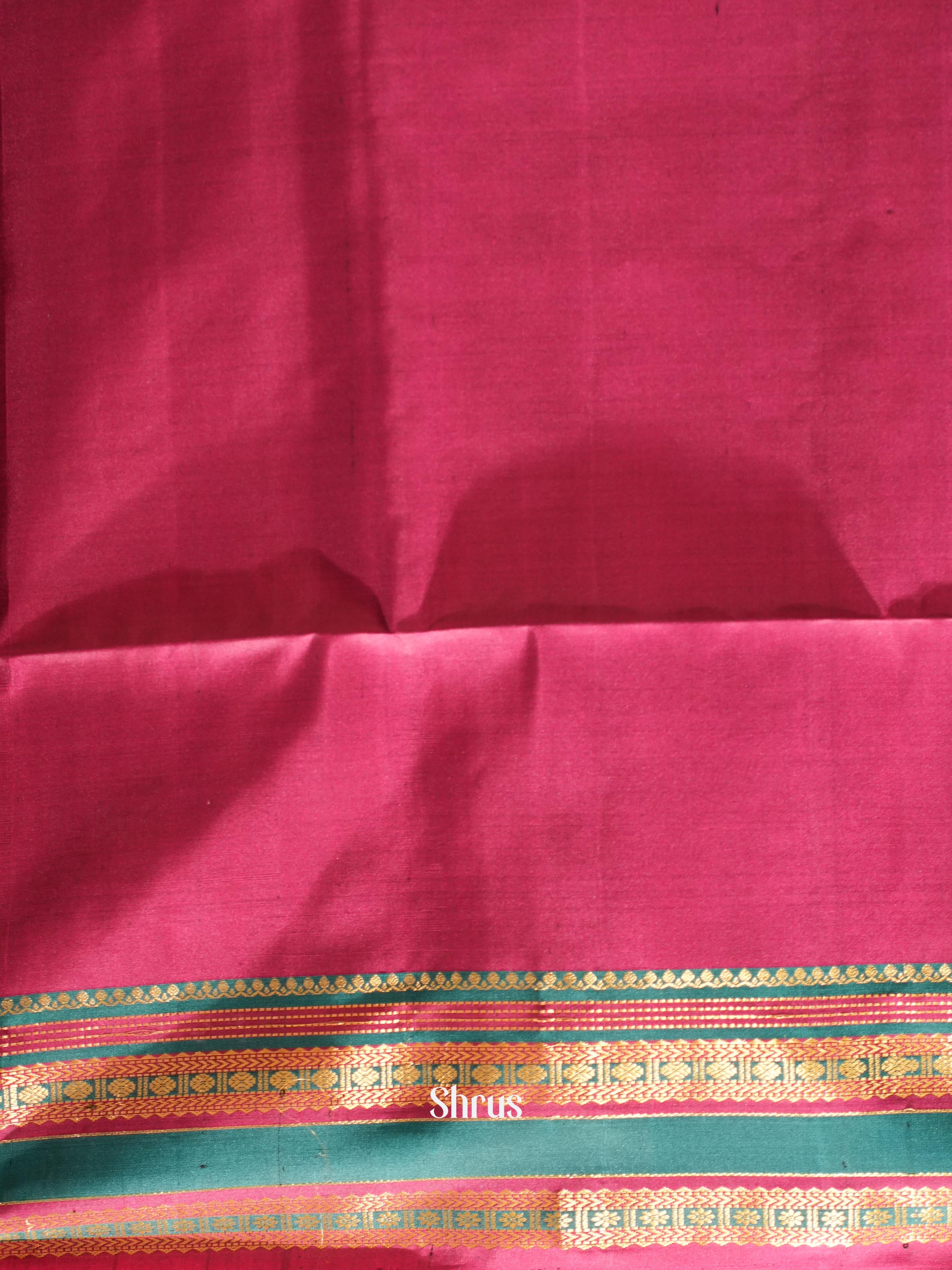 Grey  & Maroon - Soft Silk Saree