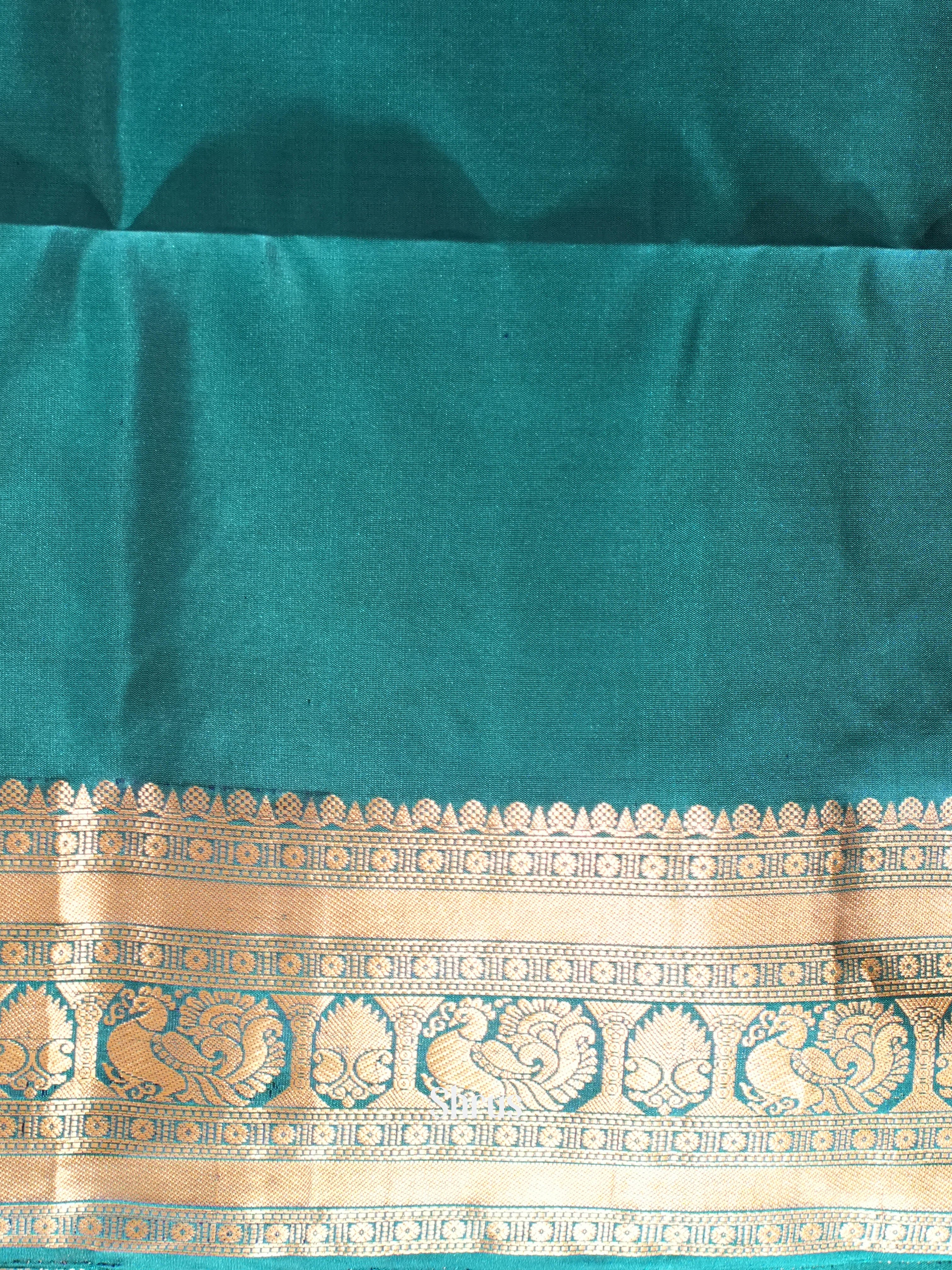 Violet & Peacock Green - Soft Silk Saree