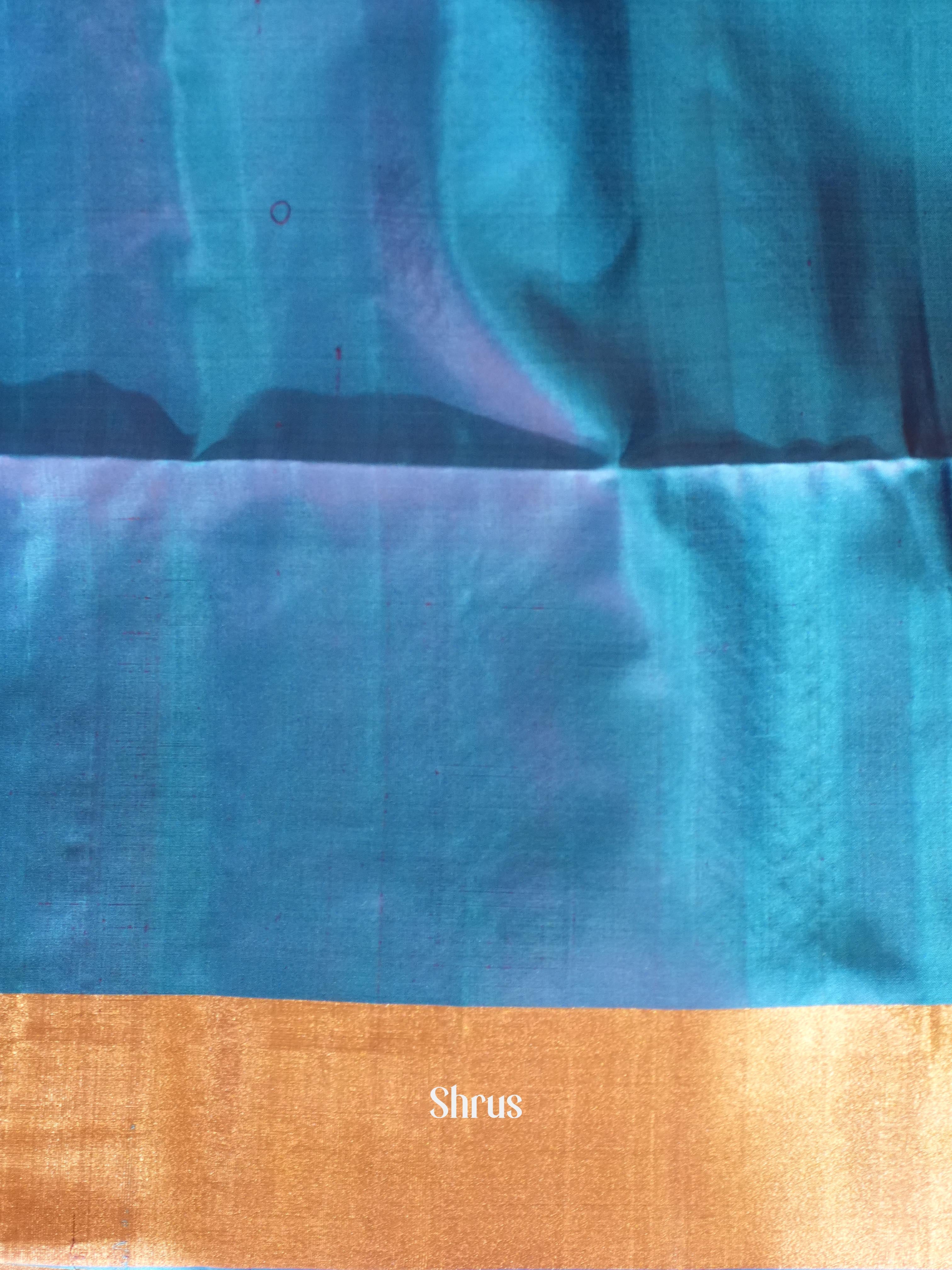 Brown & Blue - Soft Silk Saree