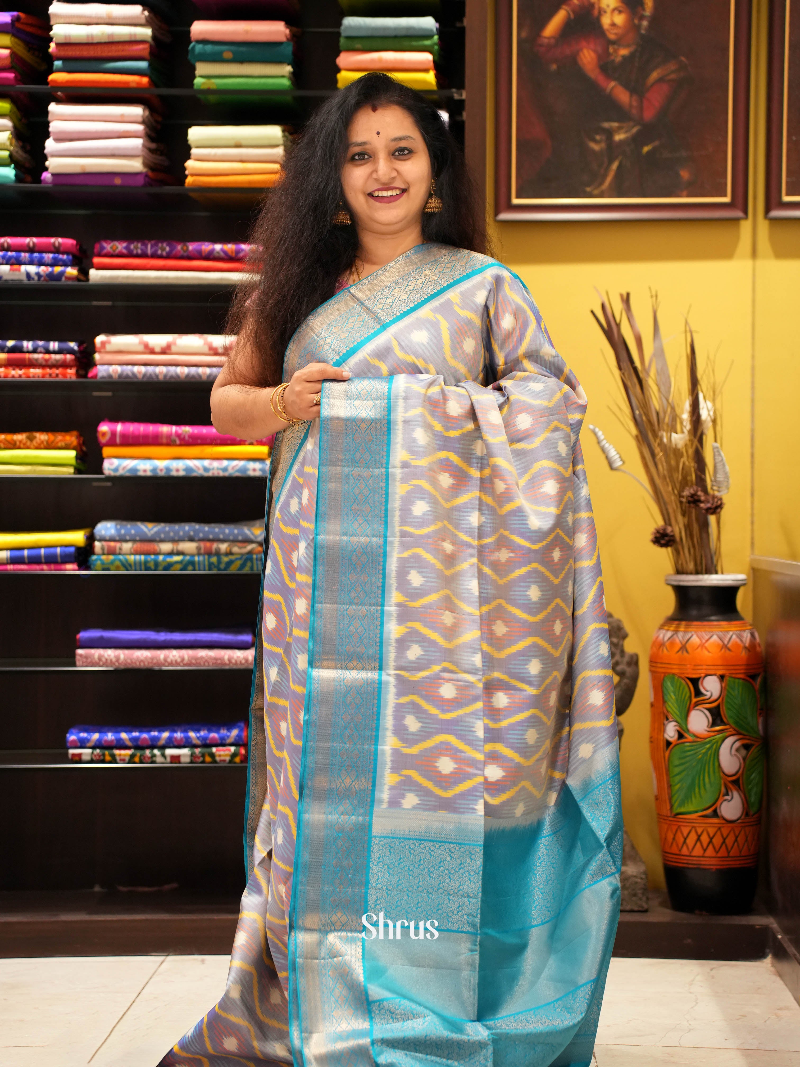 Lavender & Sky Blue - Soft Silk Saree