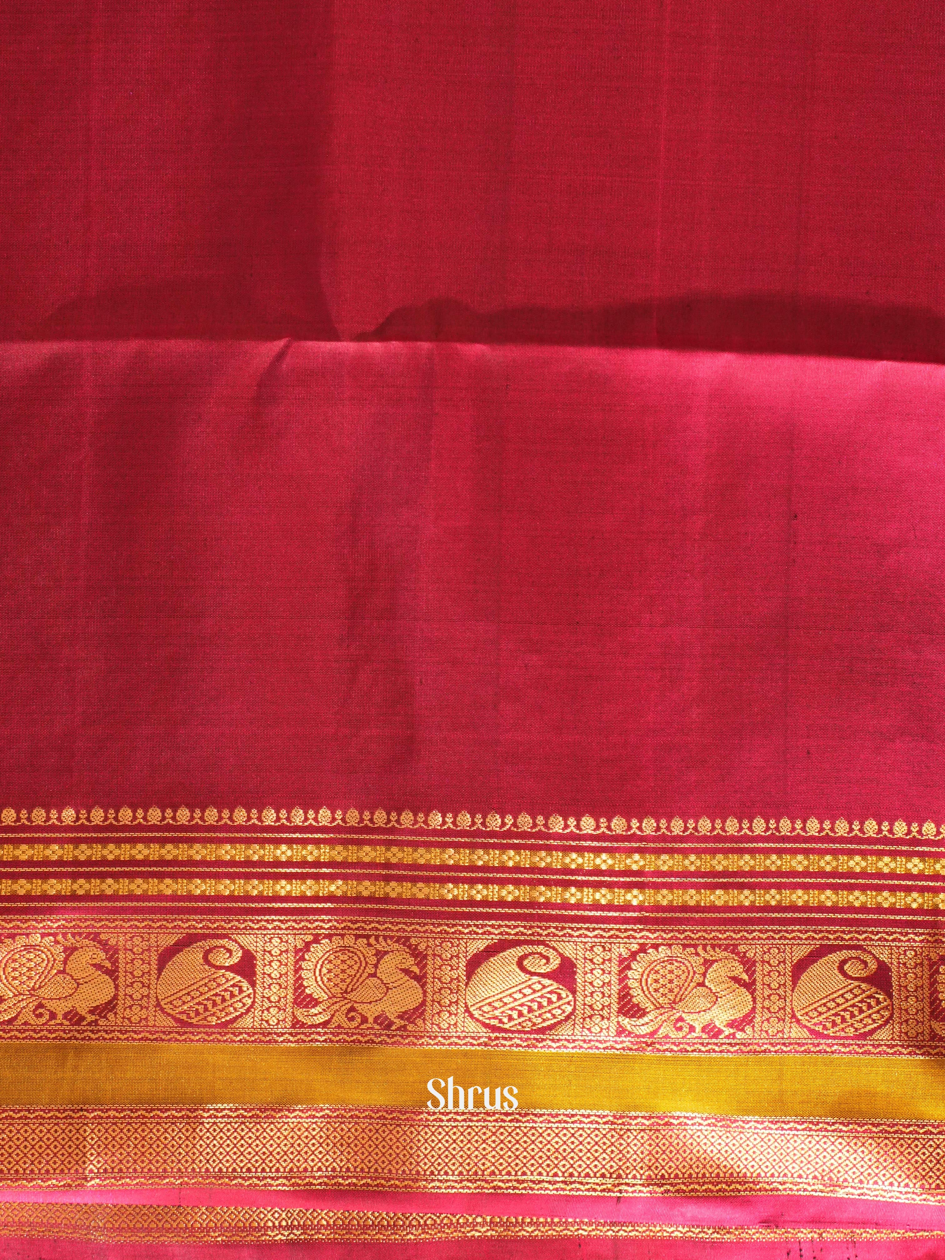 Green & Maroon - Soft Silk Saree