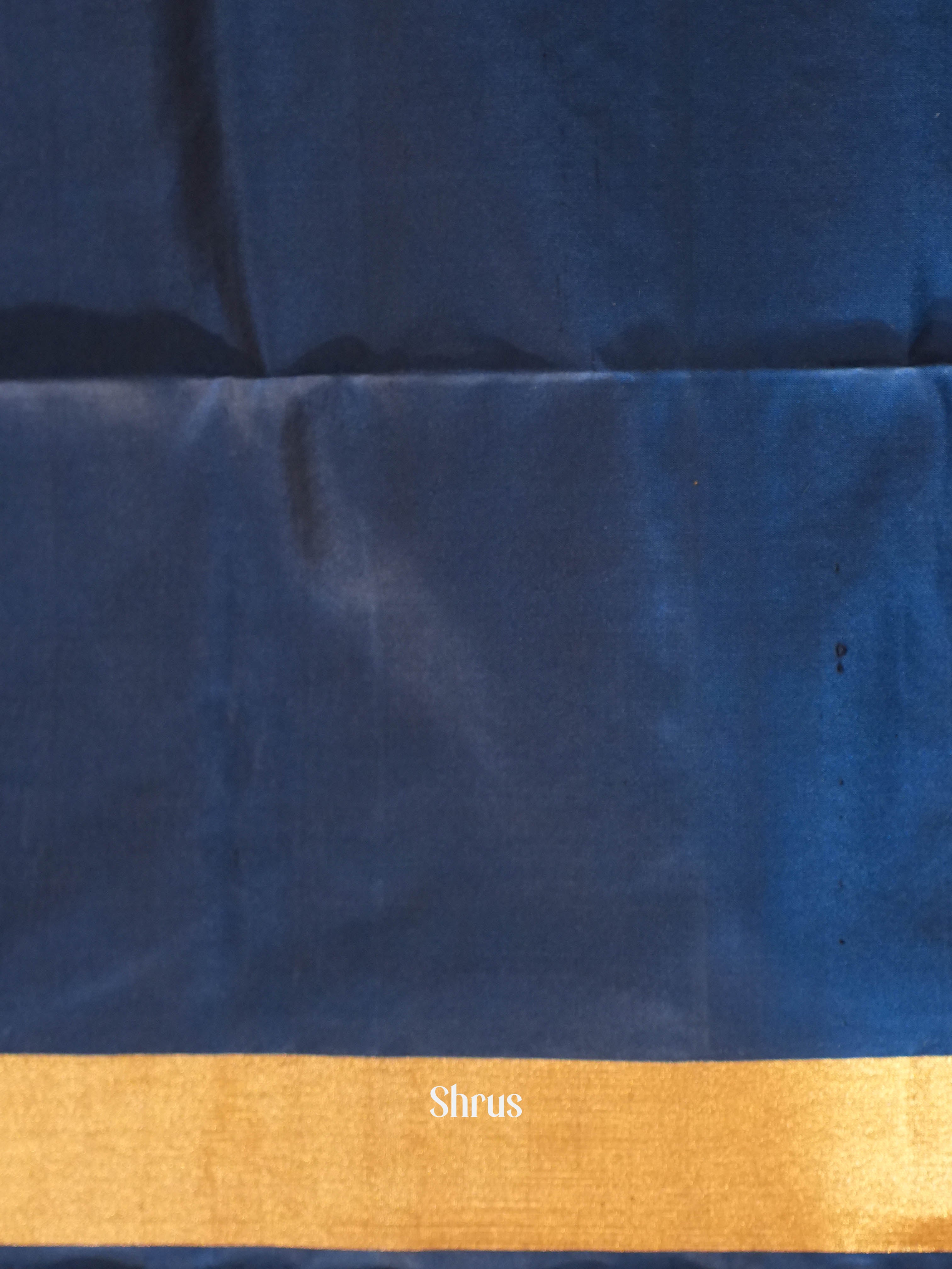 Goldish Brown & Blue - Soft Silk Saree