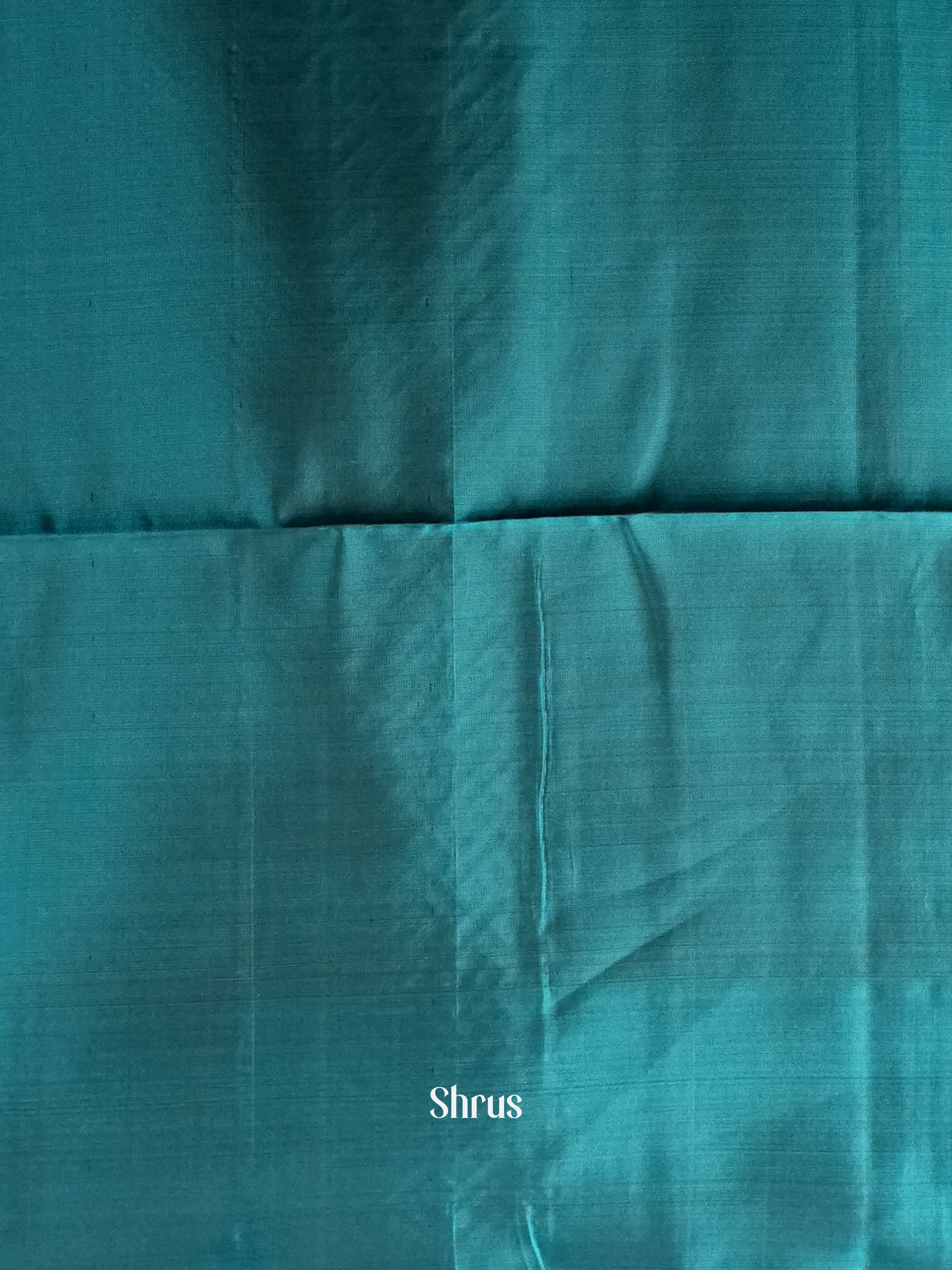 Bluish Green & Sienna Brown  - Softsilk-halfpure Saree