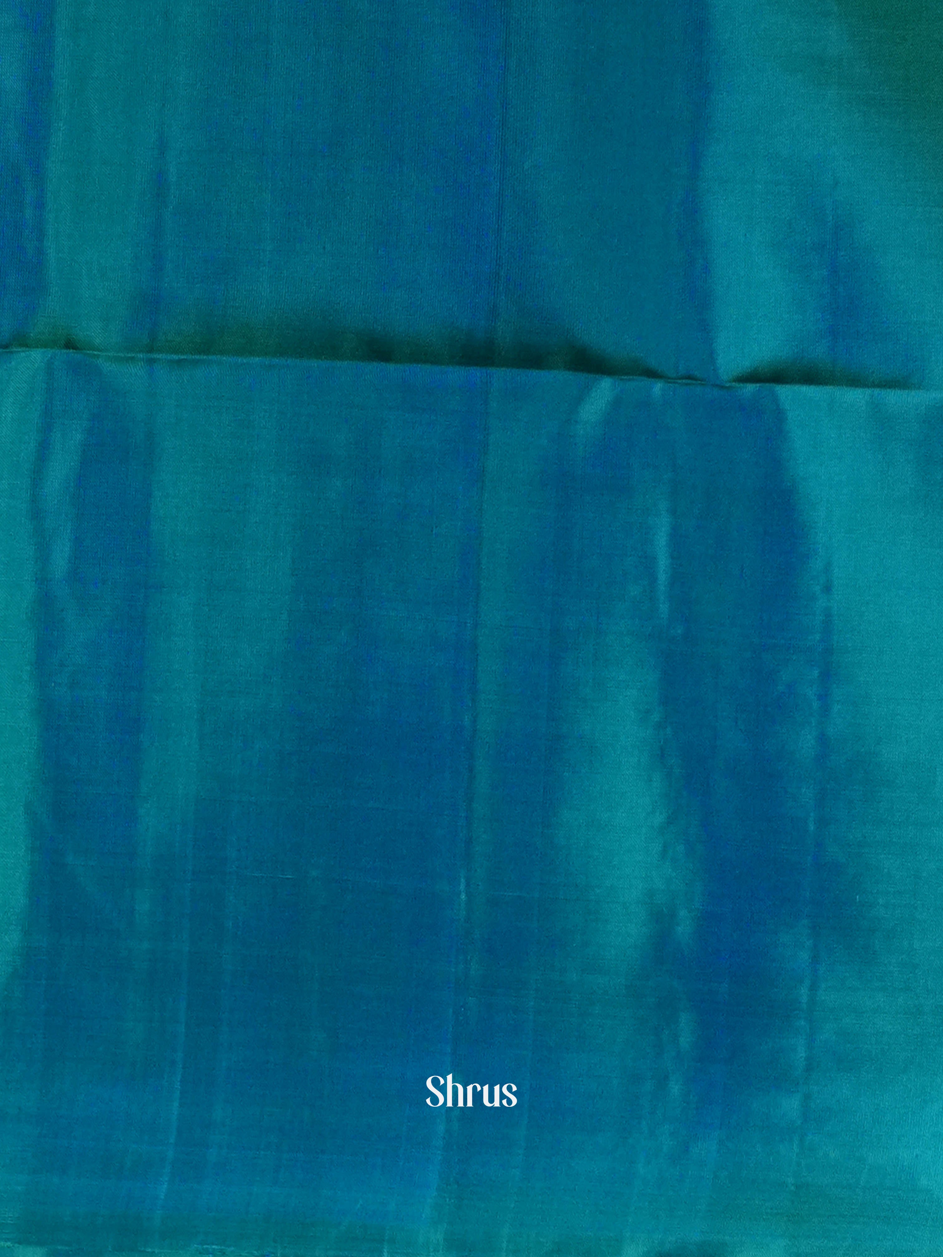 Teal & Golden Brown - Soft Silk Saree