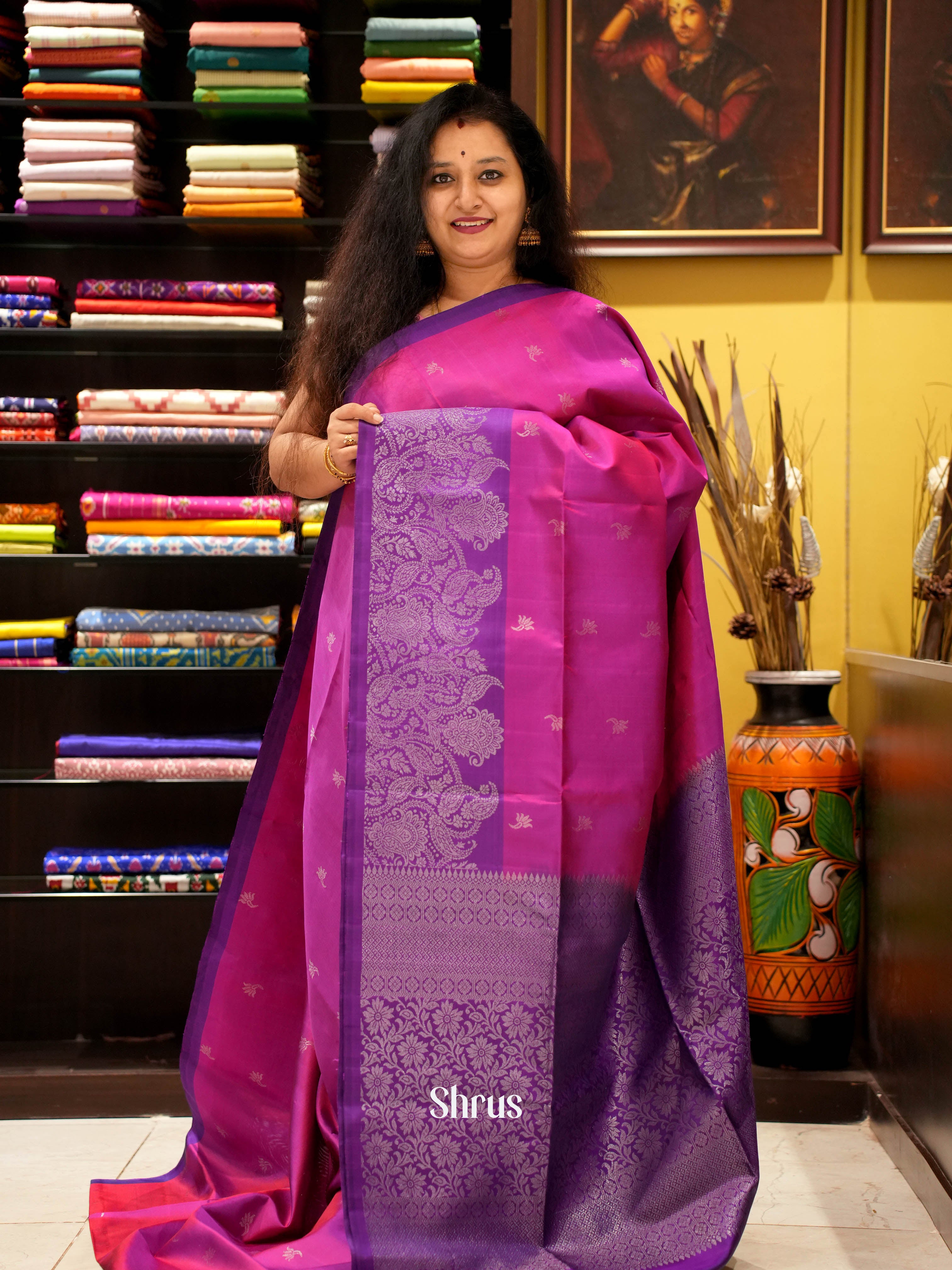 Majenta & Purple - Soft Silk Saree