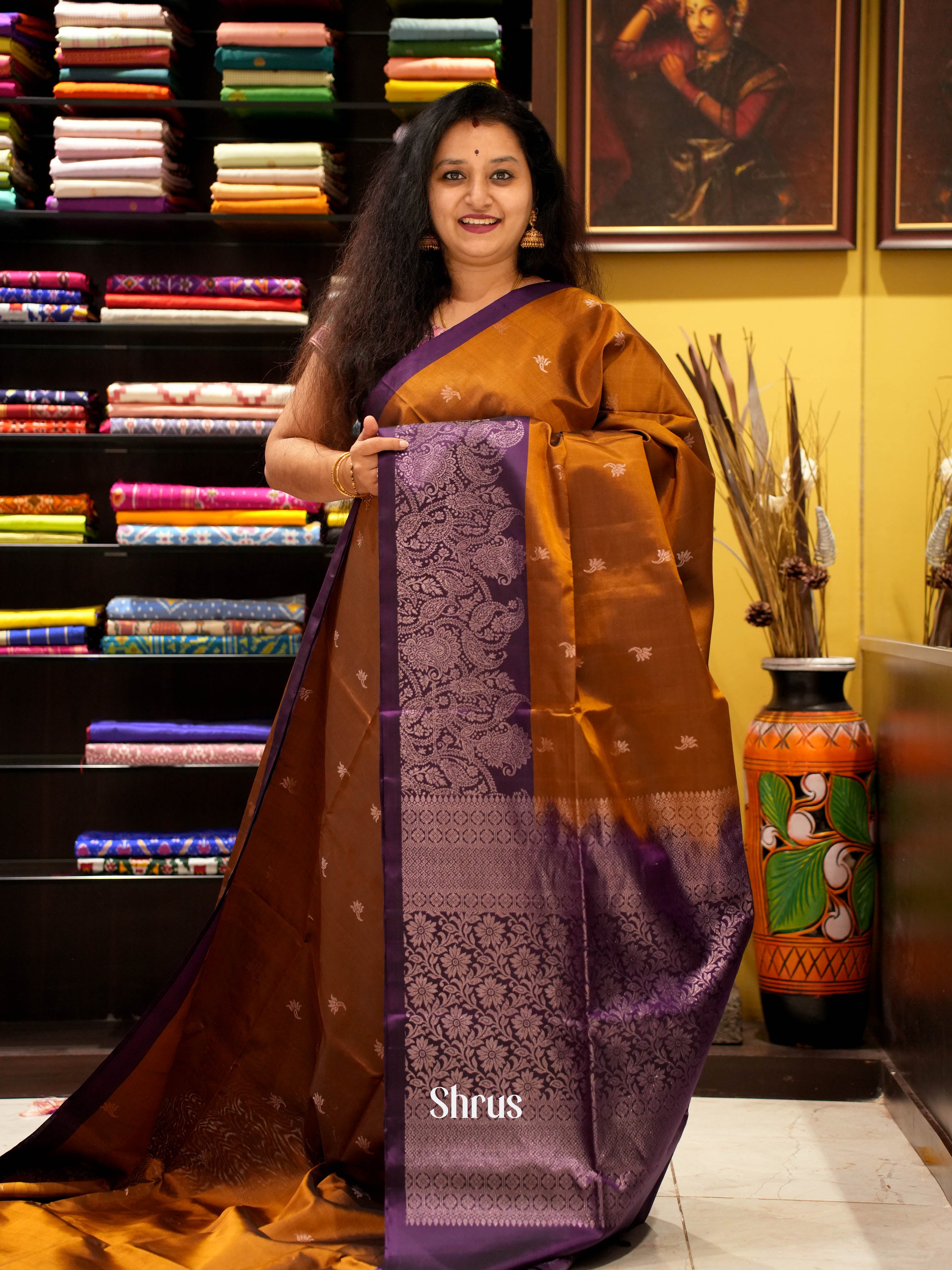 Honey & Purple- Soft Silk Saree