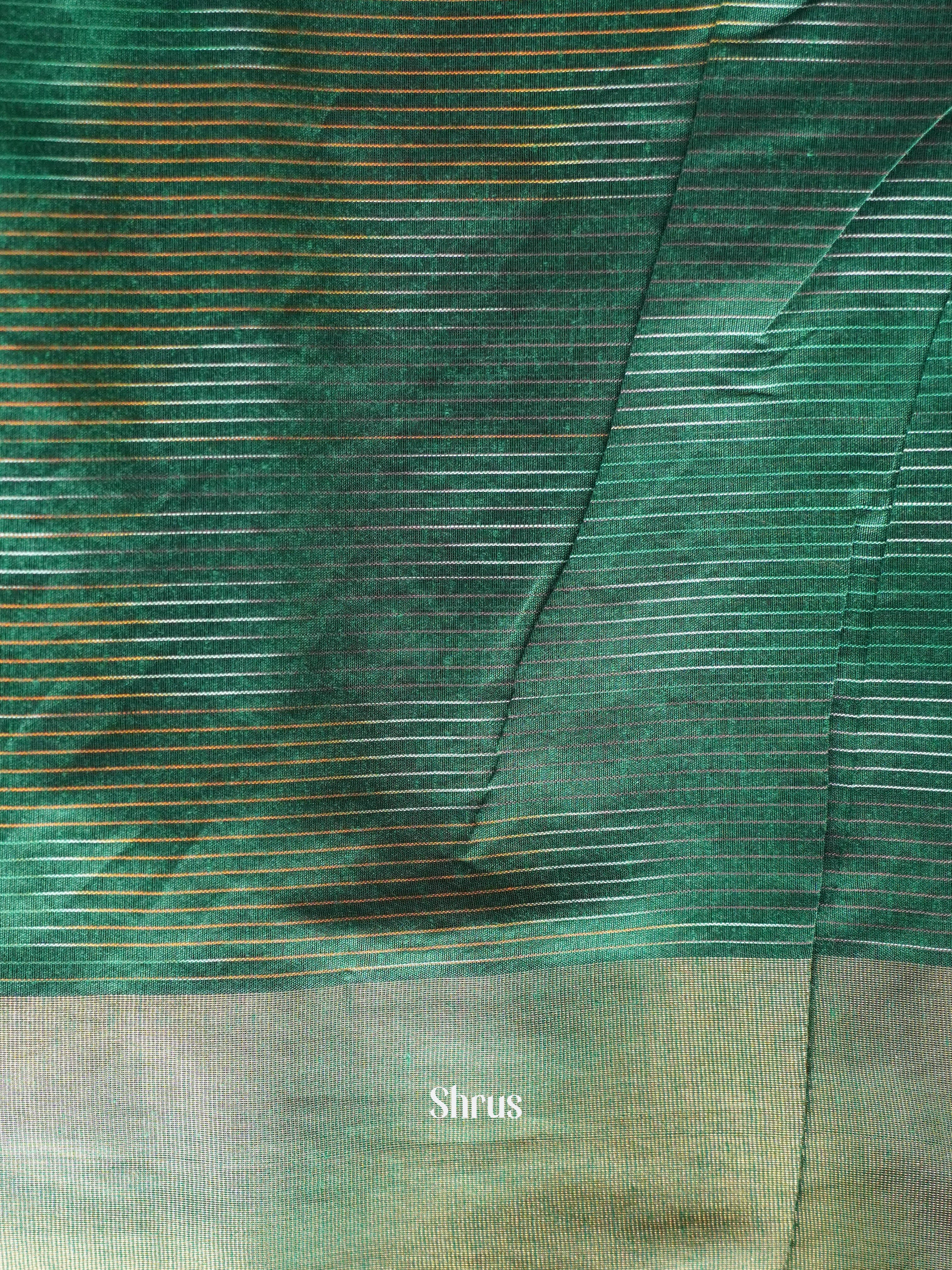 Green  - Ikkat Kora Saree