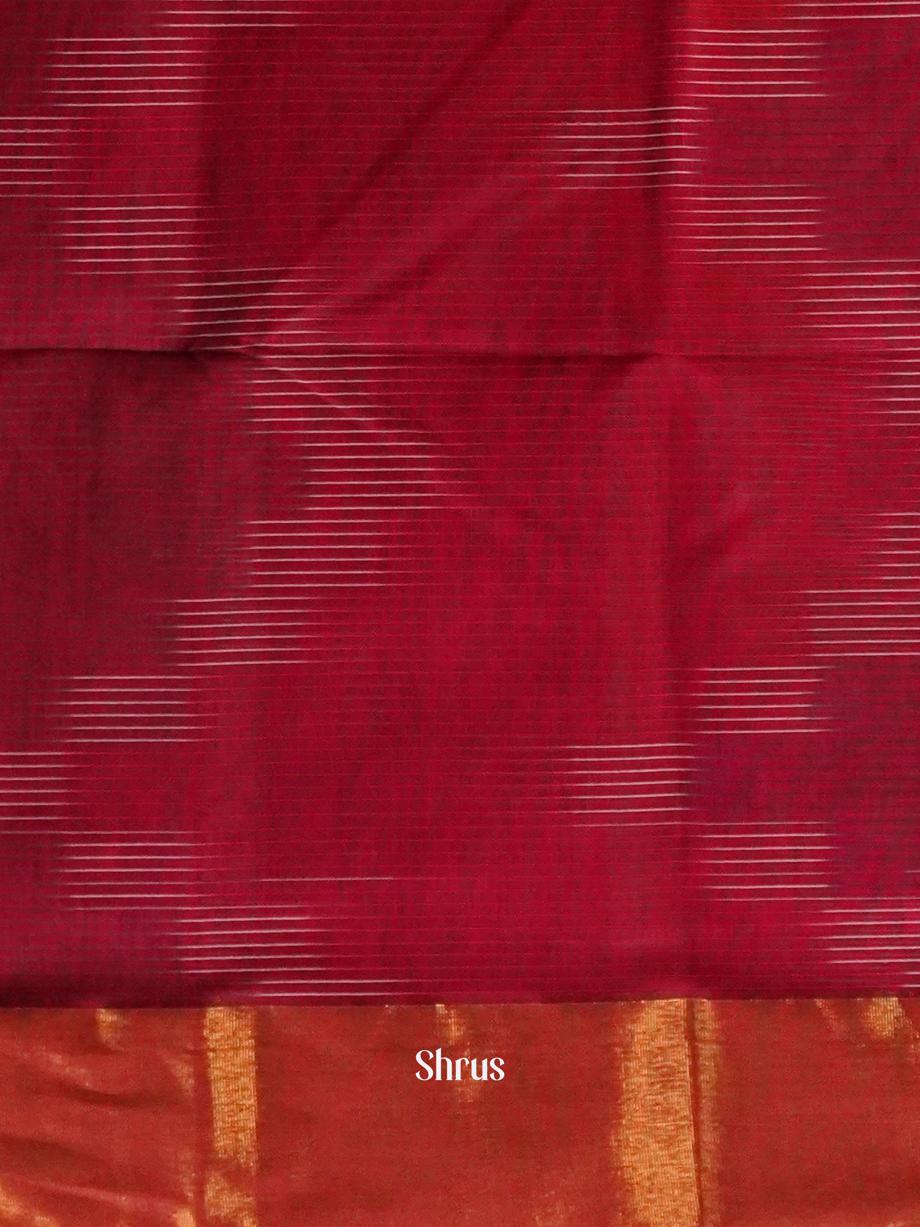 Reddish Pink & Maroon - Ikkat Kora Saree