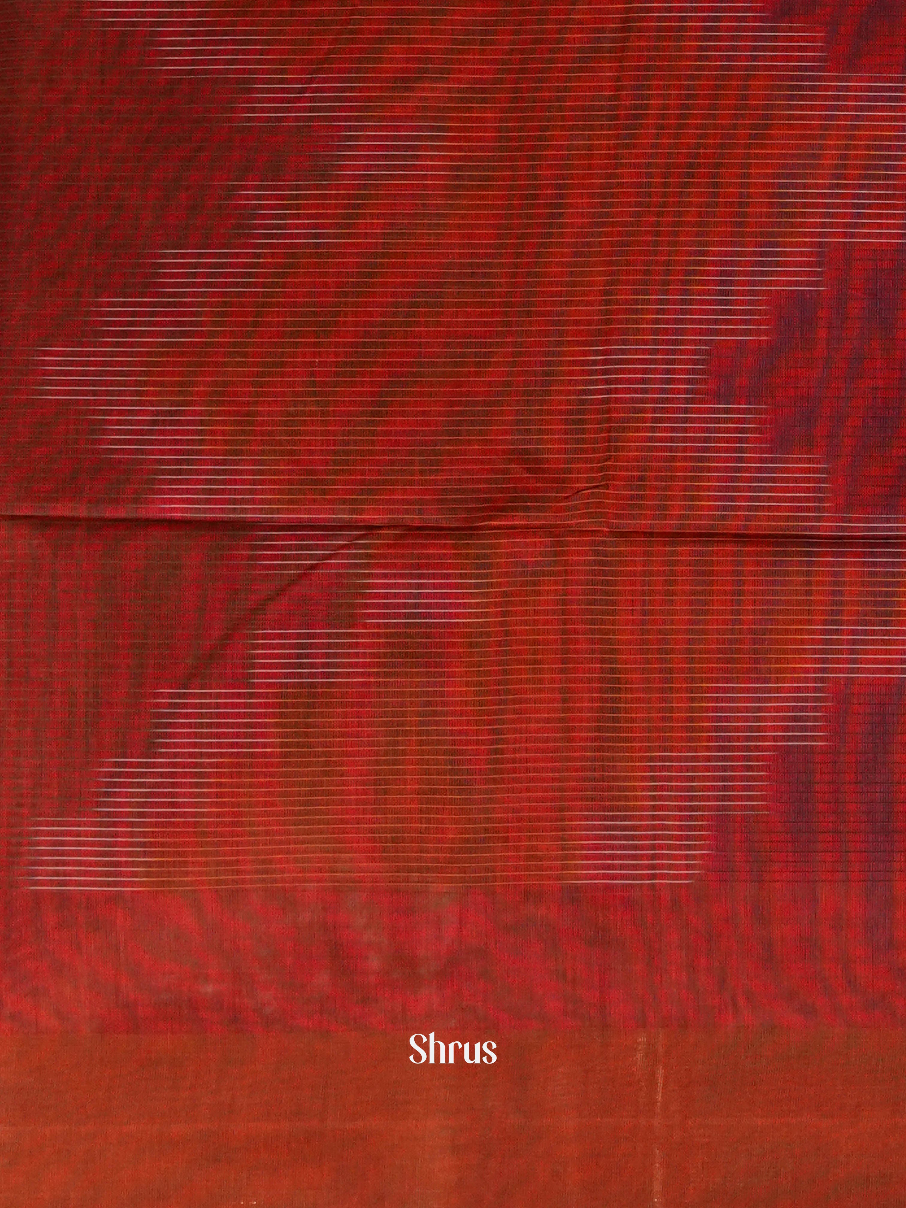 Red & Brown - Ikkat Kora Saree