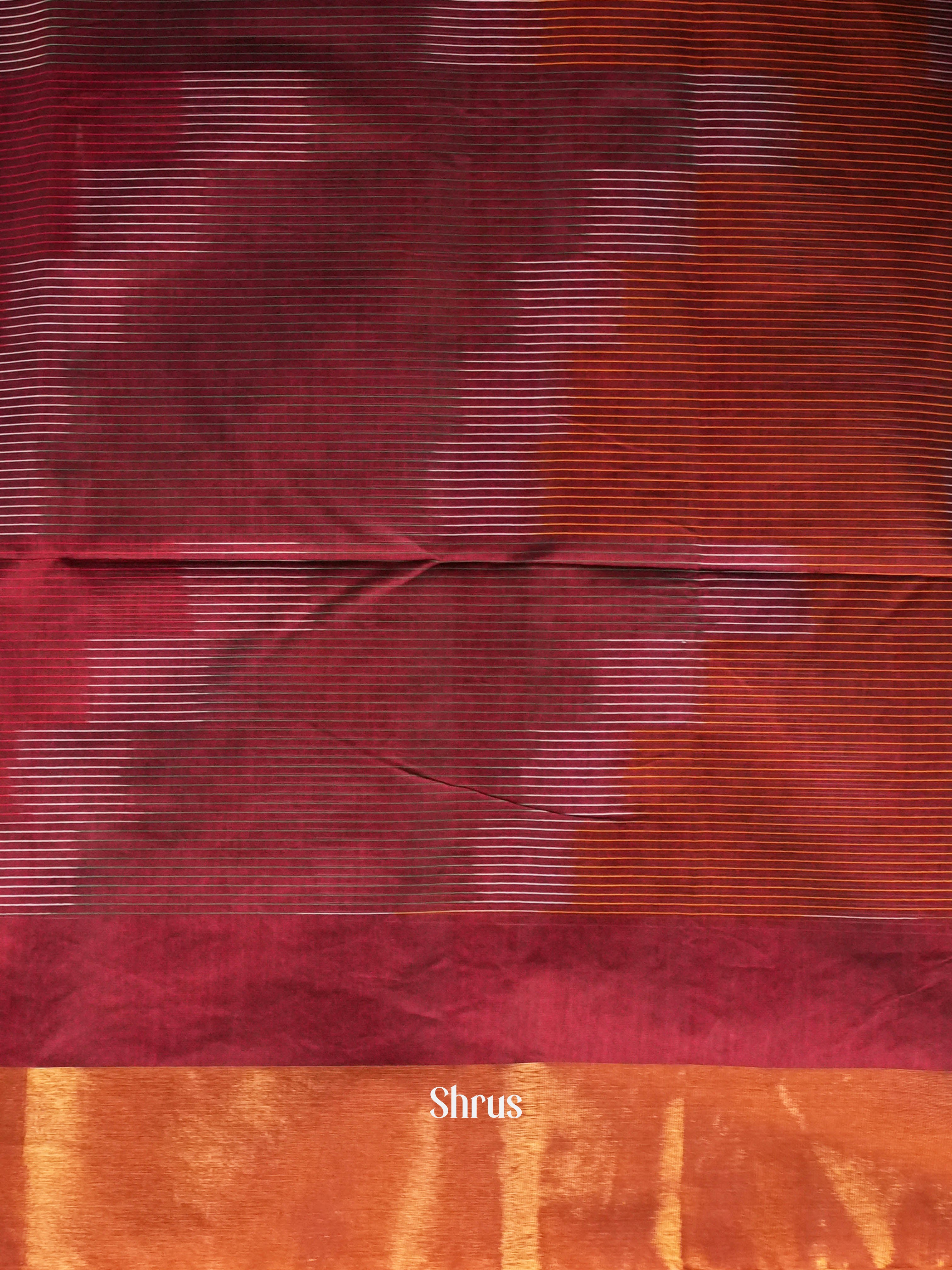 Maroon & Brown - Ikkat Kora Saree