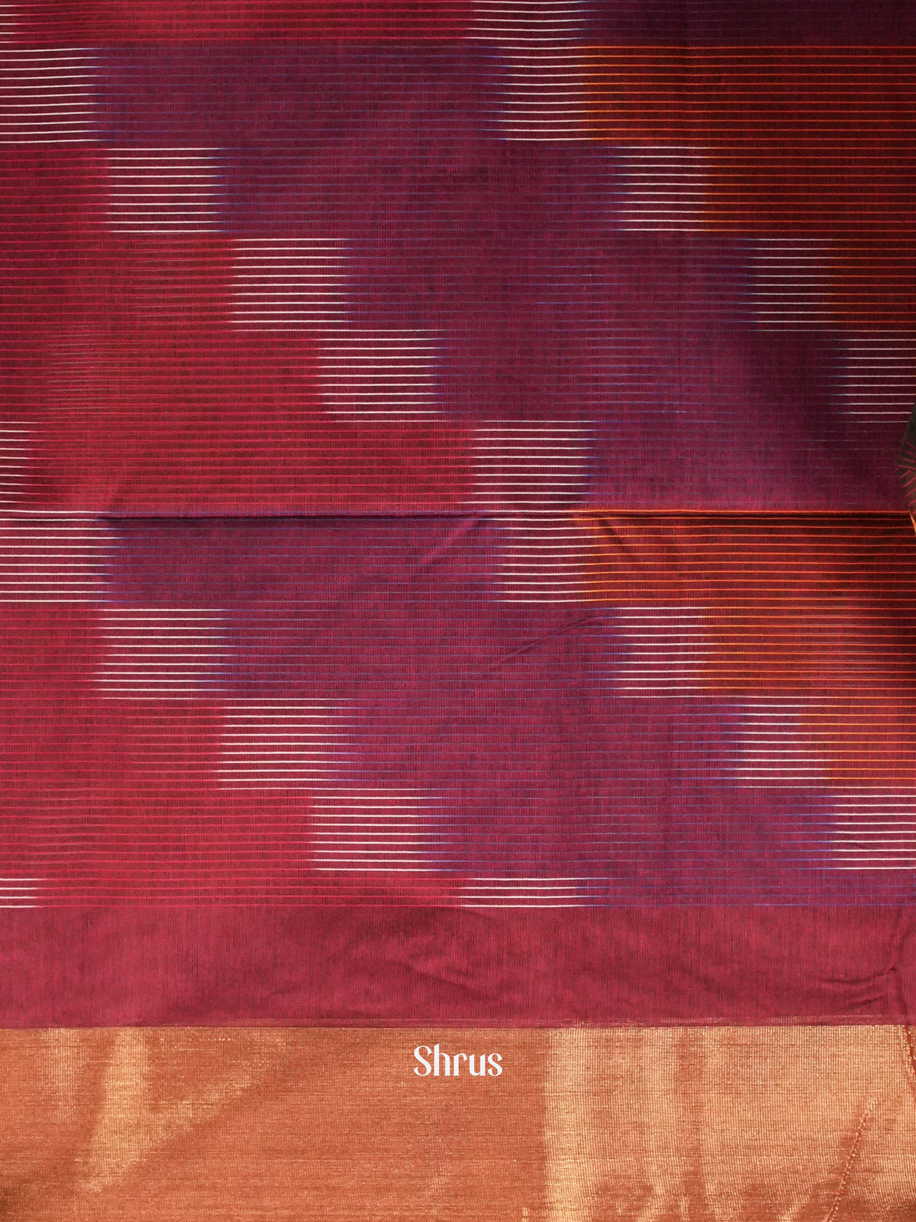 Purple & Maroon - Ikkat Kora Saree