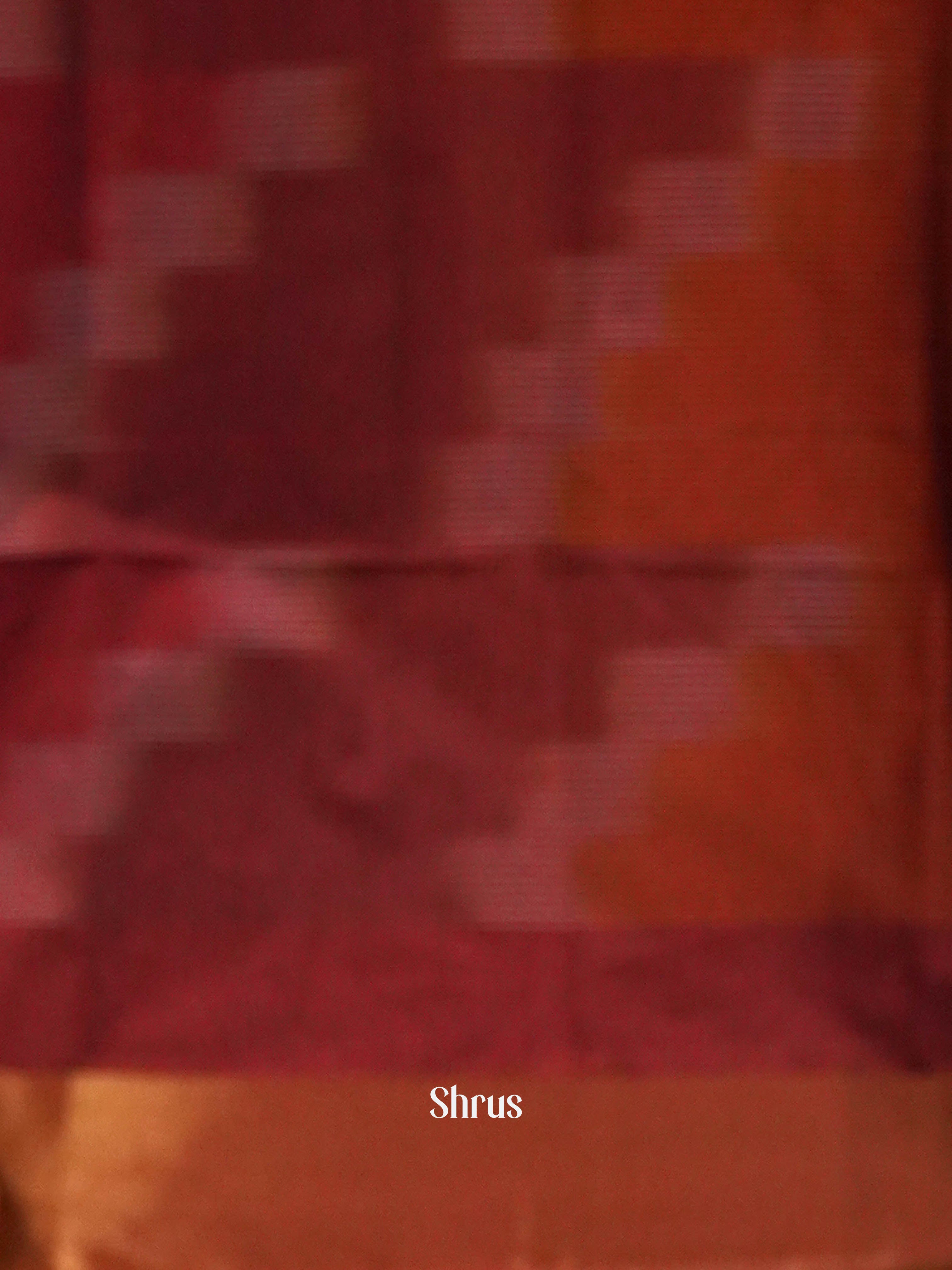 Red & Brown  - Ikkat Kora Saree