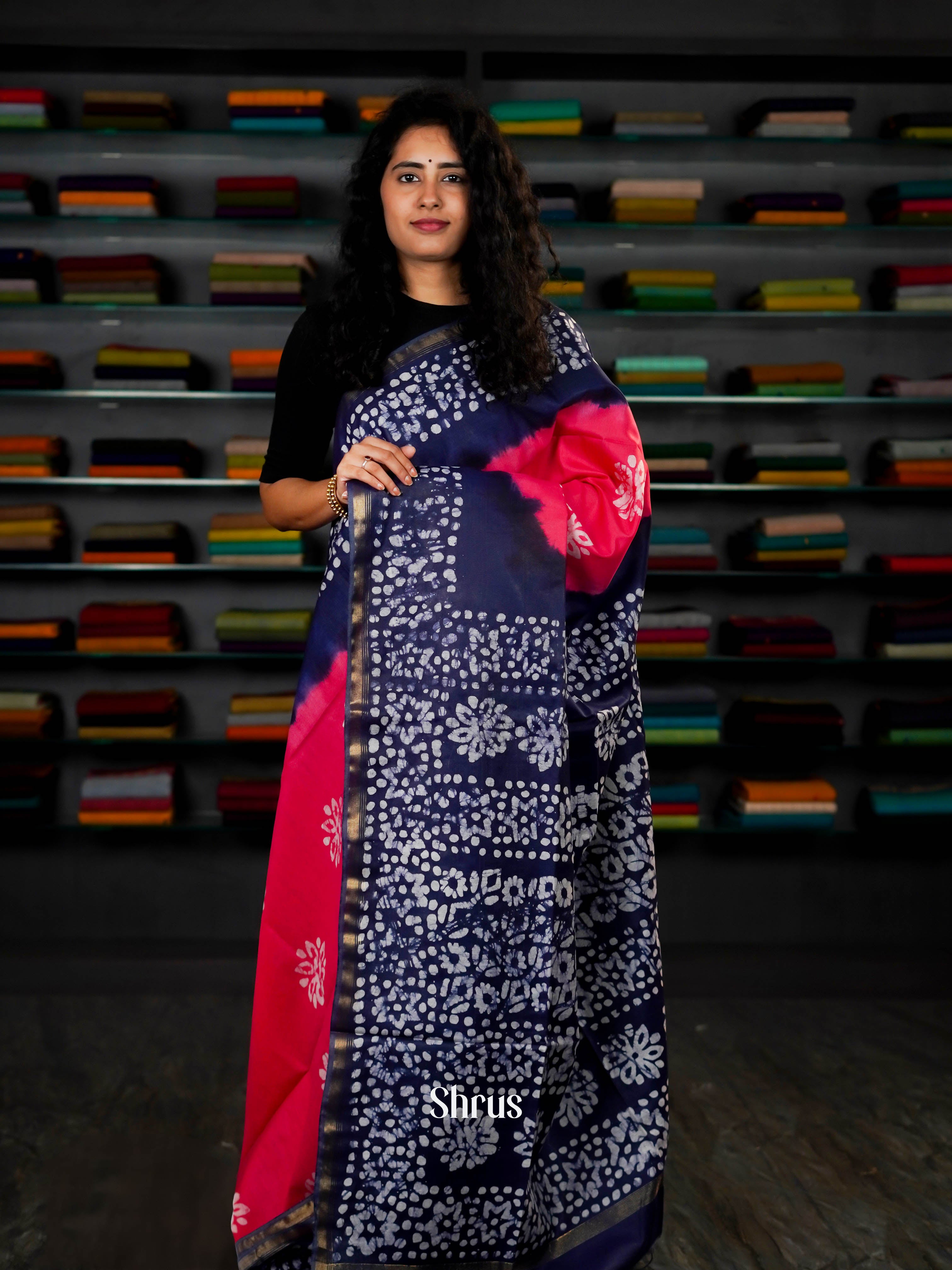 Pink & Blue - Bhatik Saree