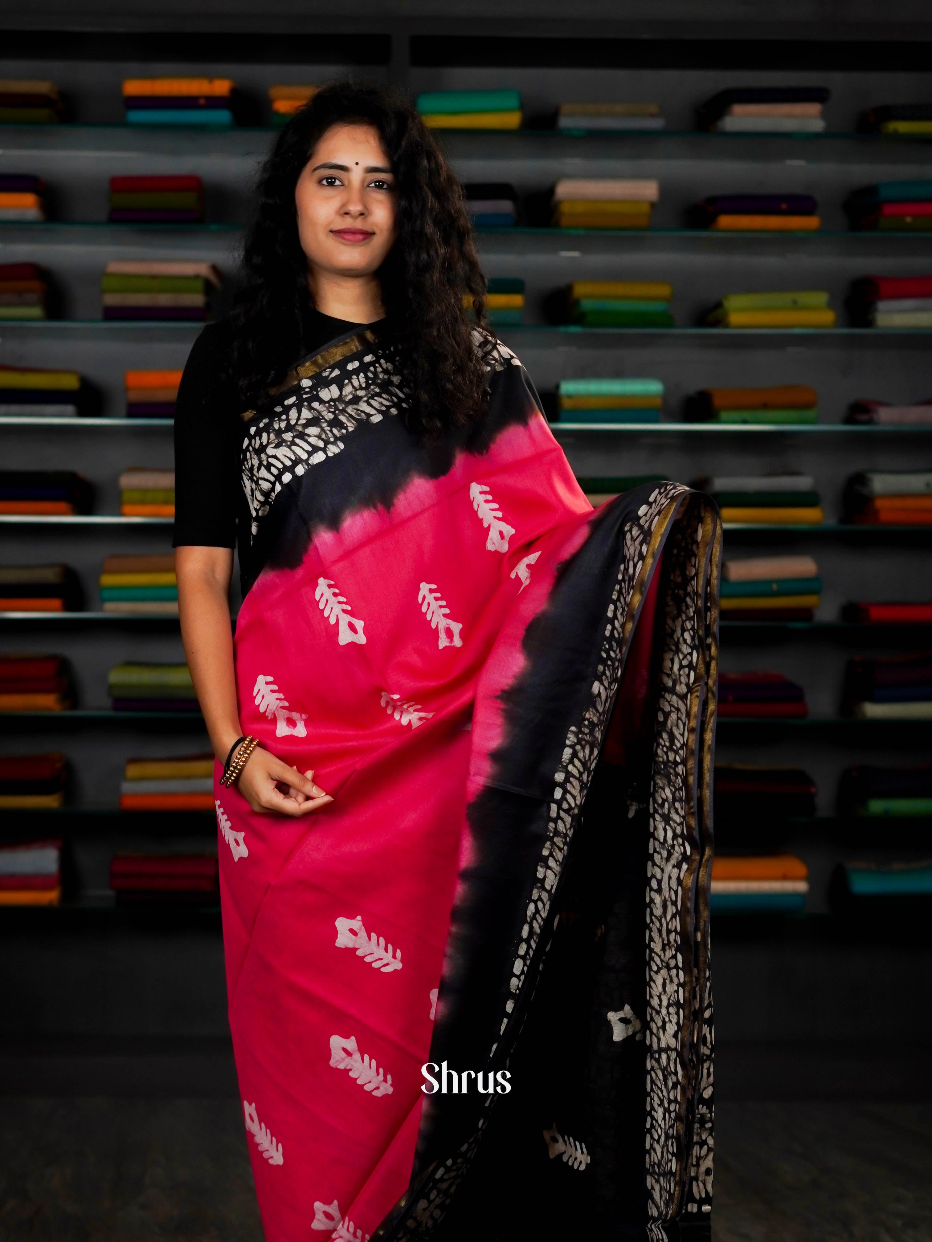 Pink & Black - Bhatik Saree