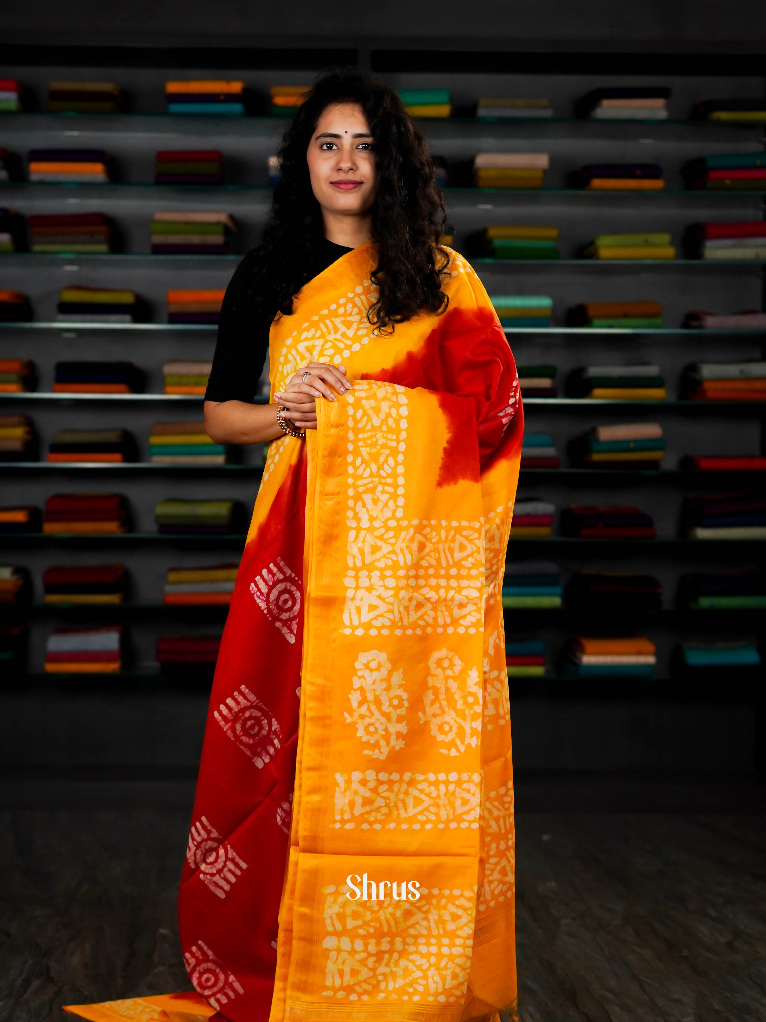 Red & Mustard - Bhatik Saree