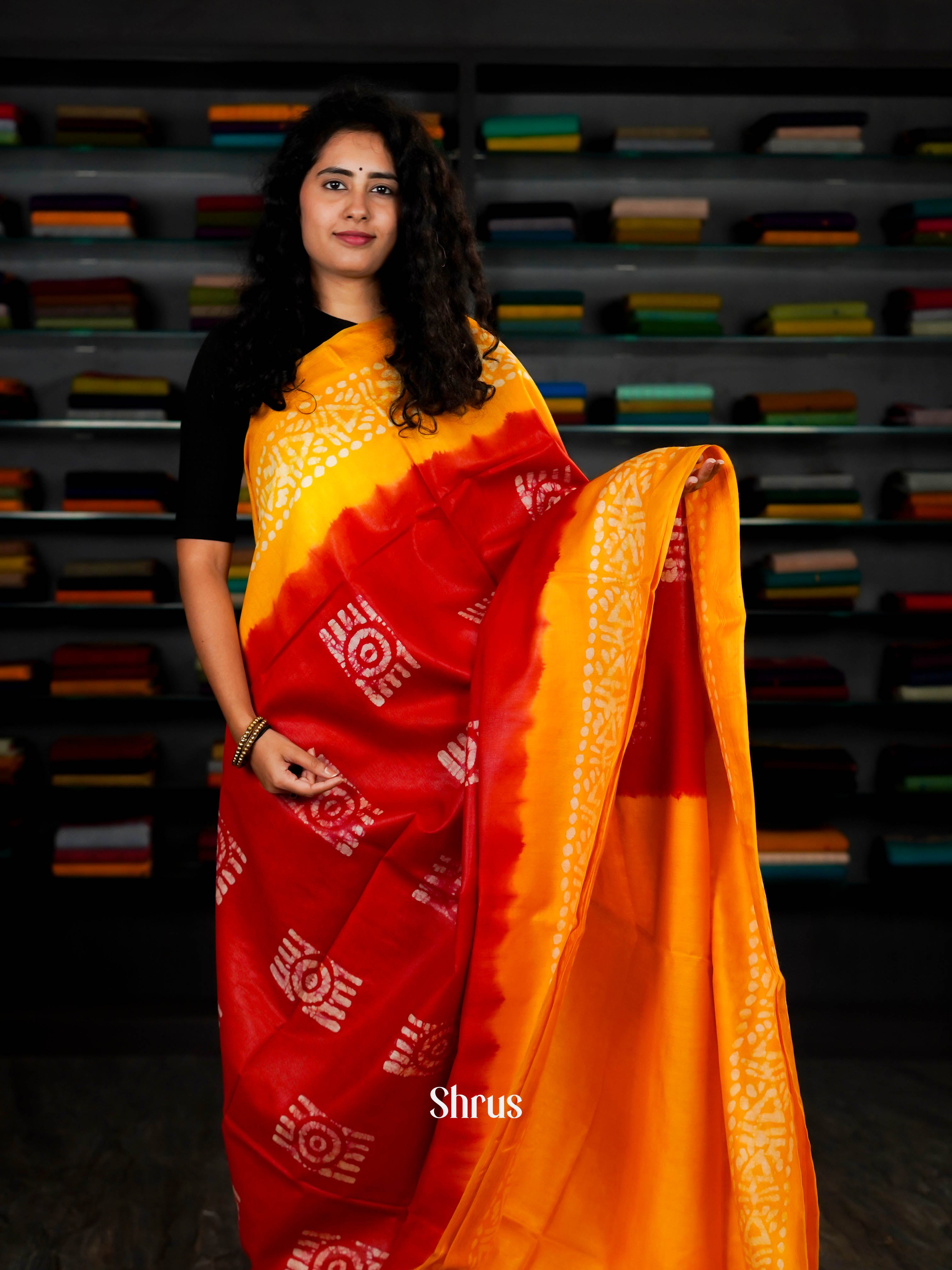 Red & Mustard - Bhatik Saree