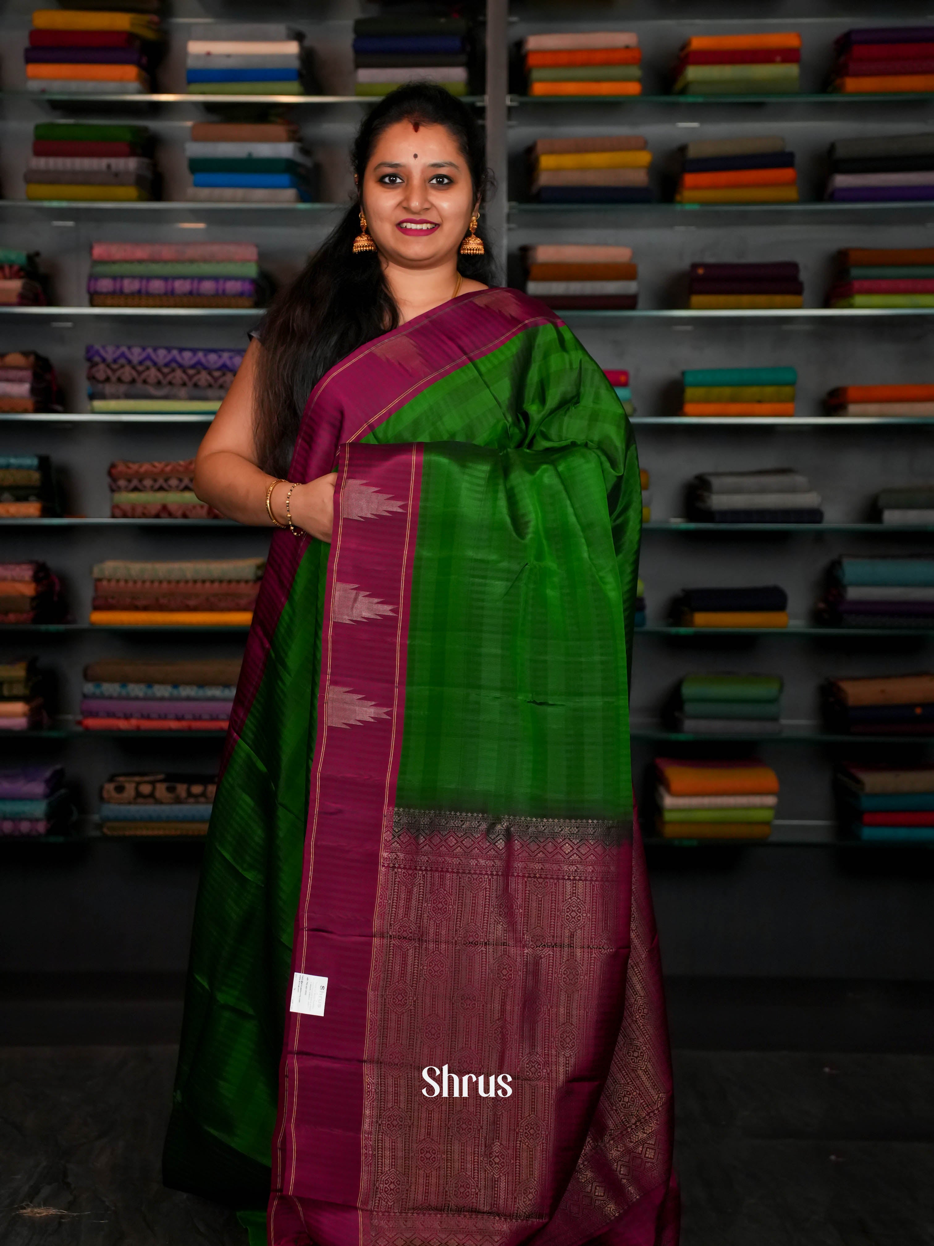 Green & Rosy Red CHS06195 - Softsilk-halfpure Saree