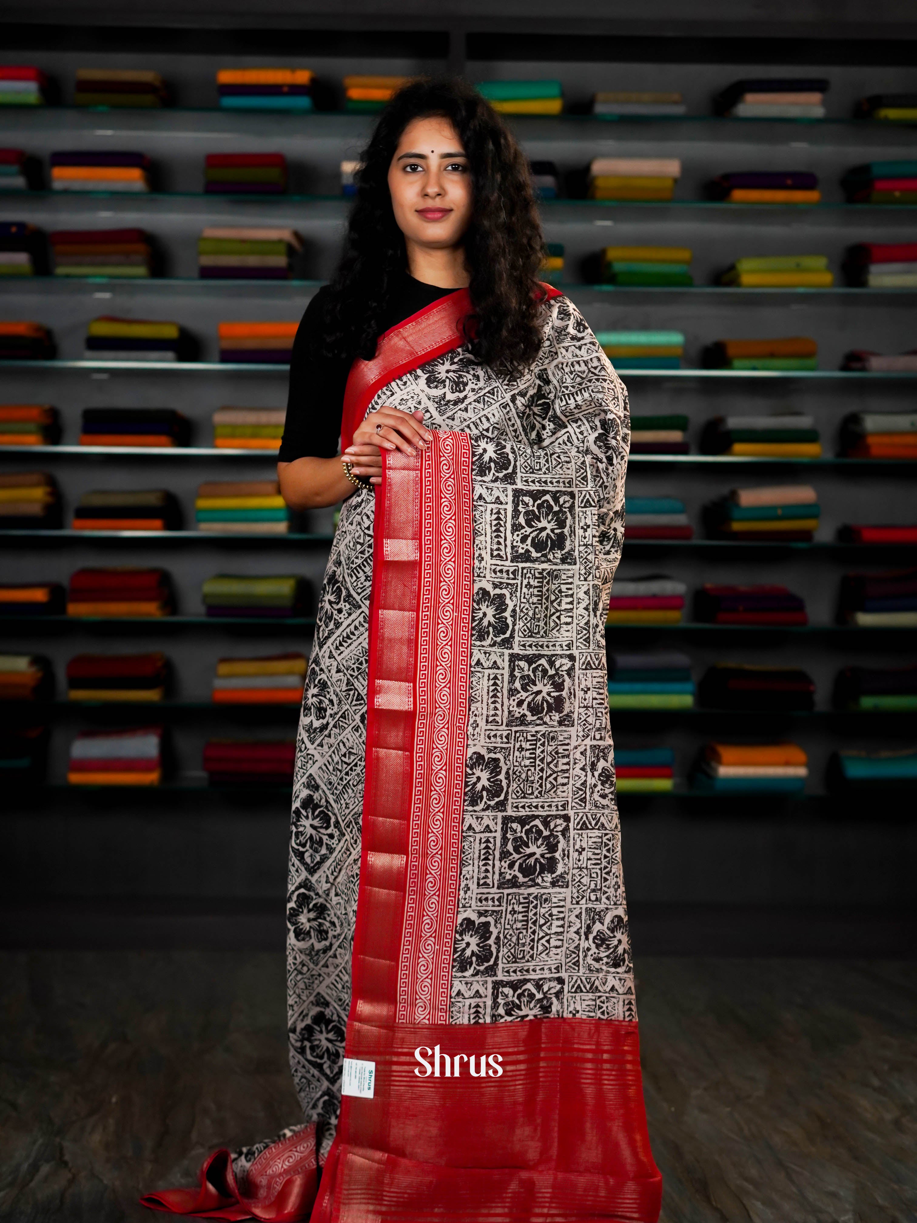 Black & Red  - Art Modal Saree