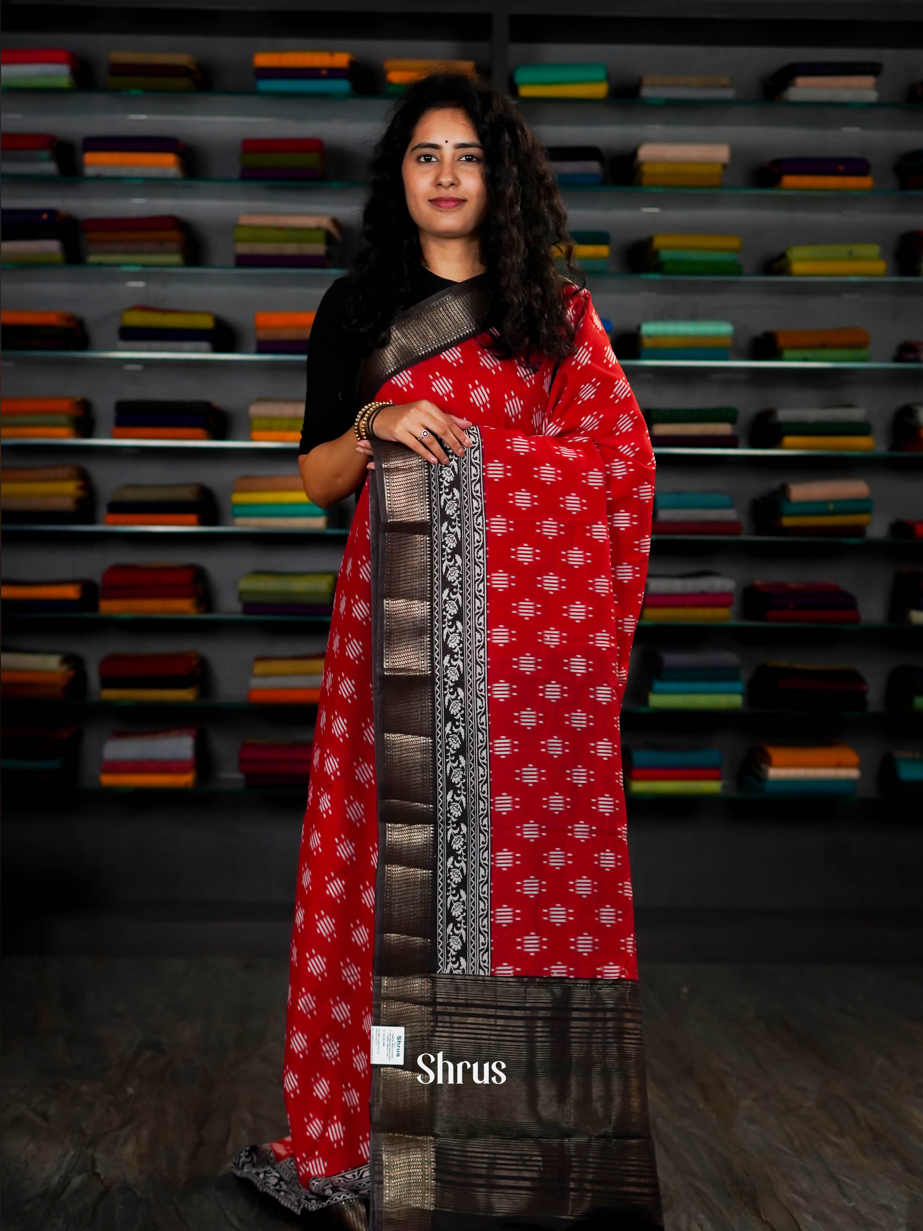 Red & Black  - Art modal Saree