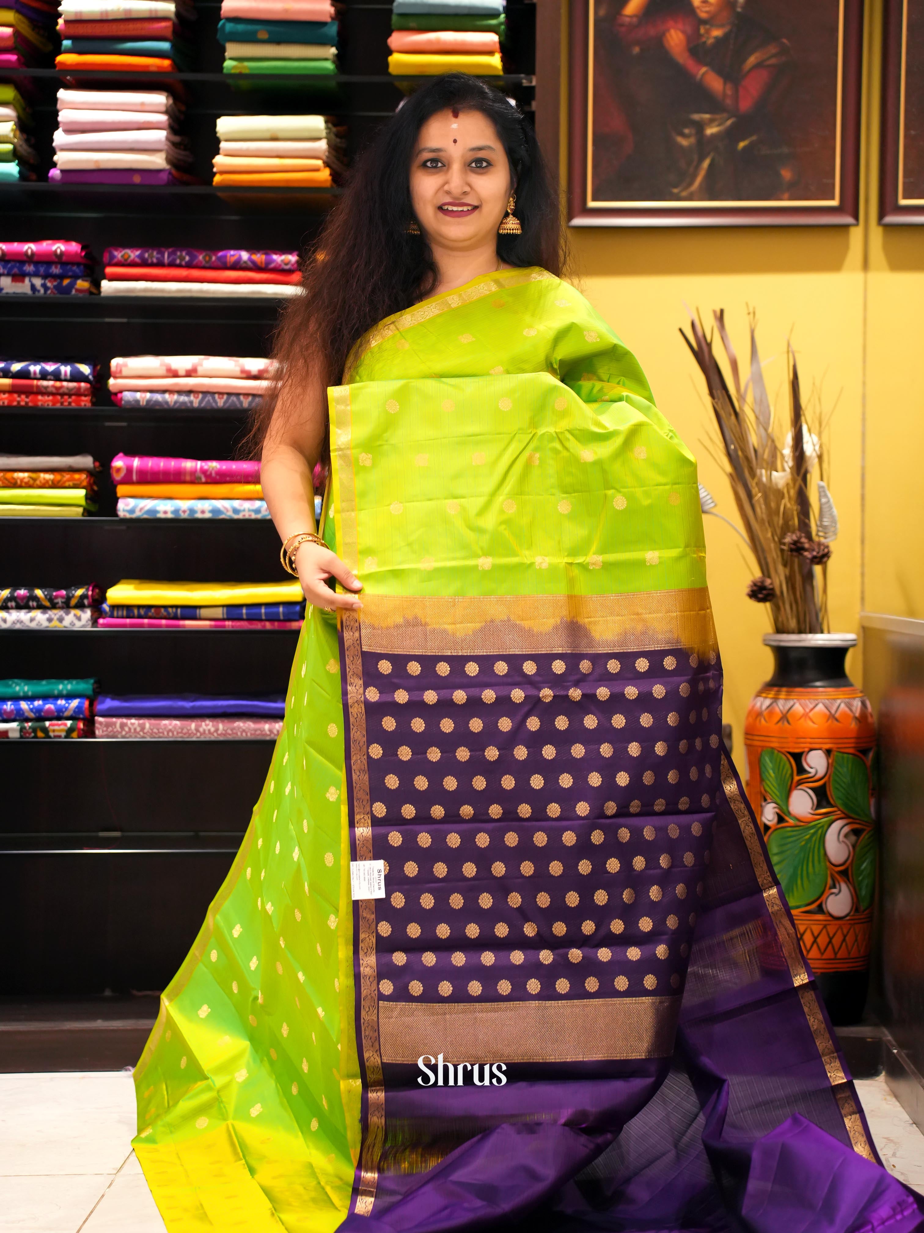 Green & Violet - Kanchipuram silk Saree