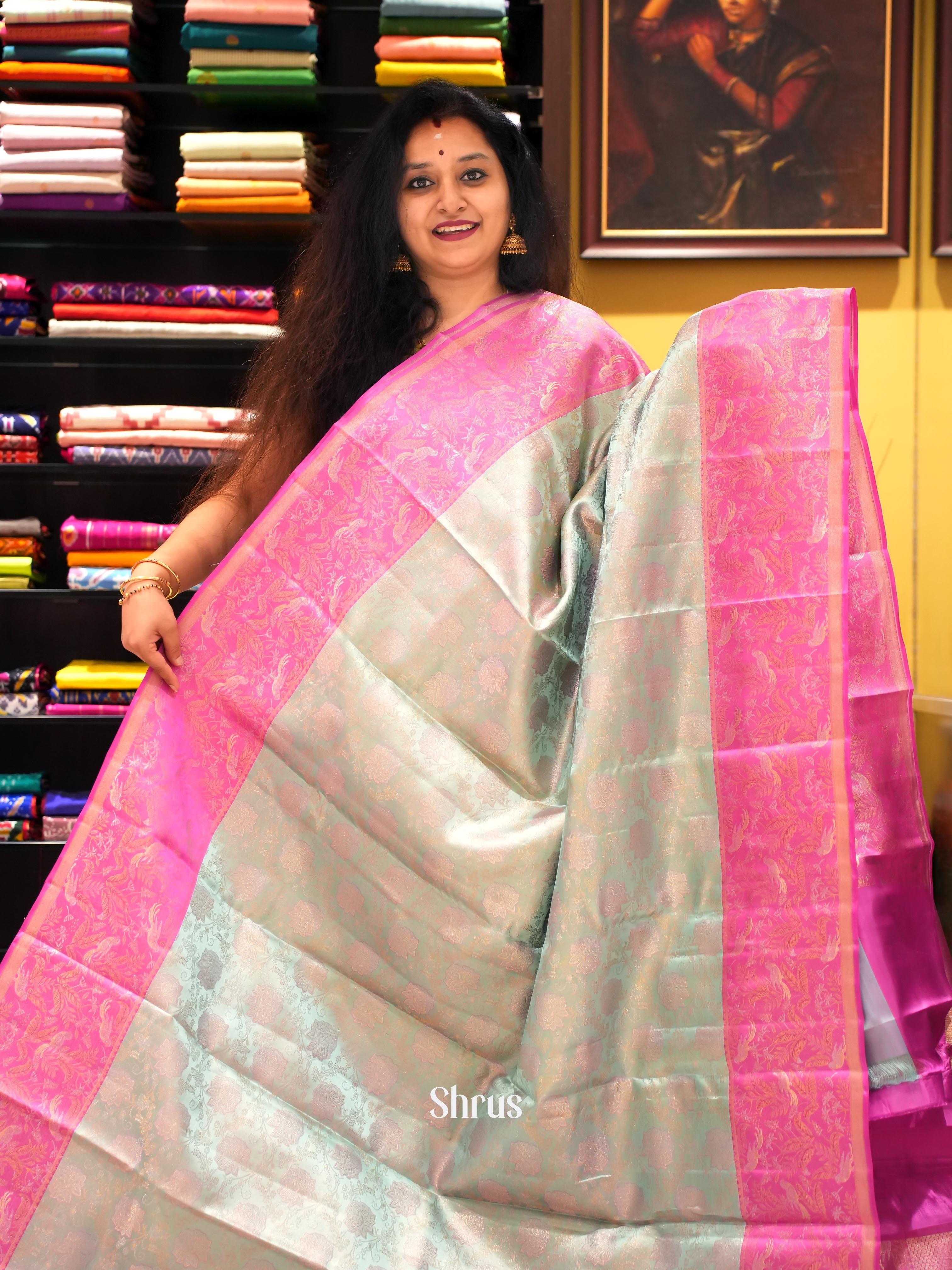 Pastel Green & Pink - Kanchipuram silk Saree