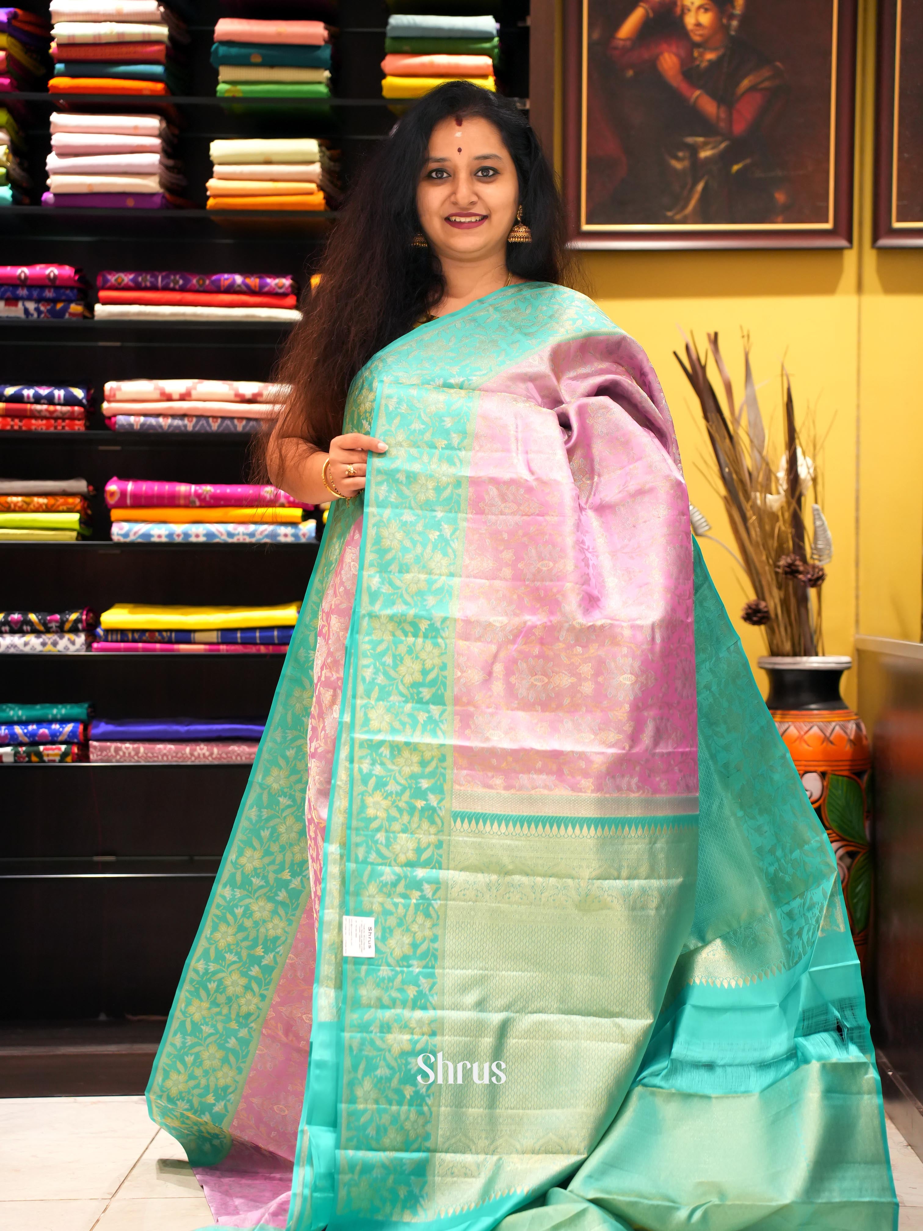 Lavender & Teal - Kanchipuram silk Saree