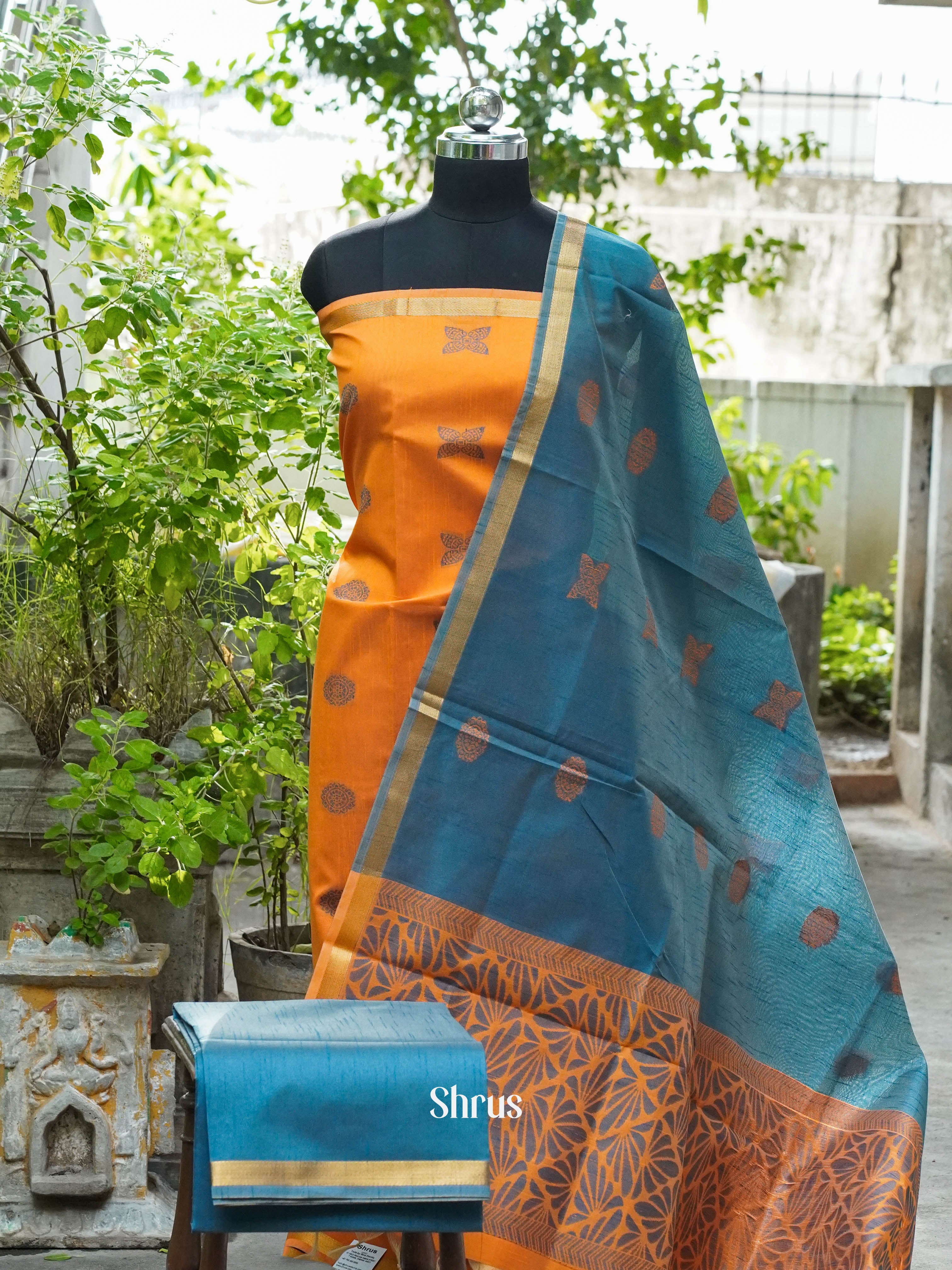 Dress Material Orange And Blue Combination Dress Orange Blue Semi