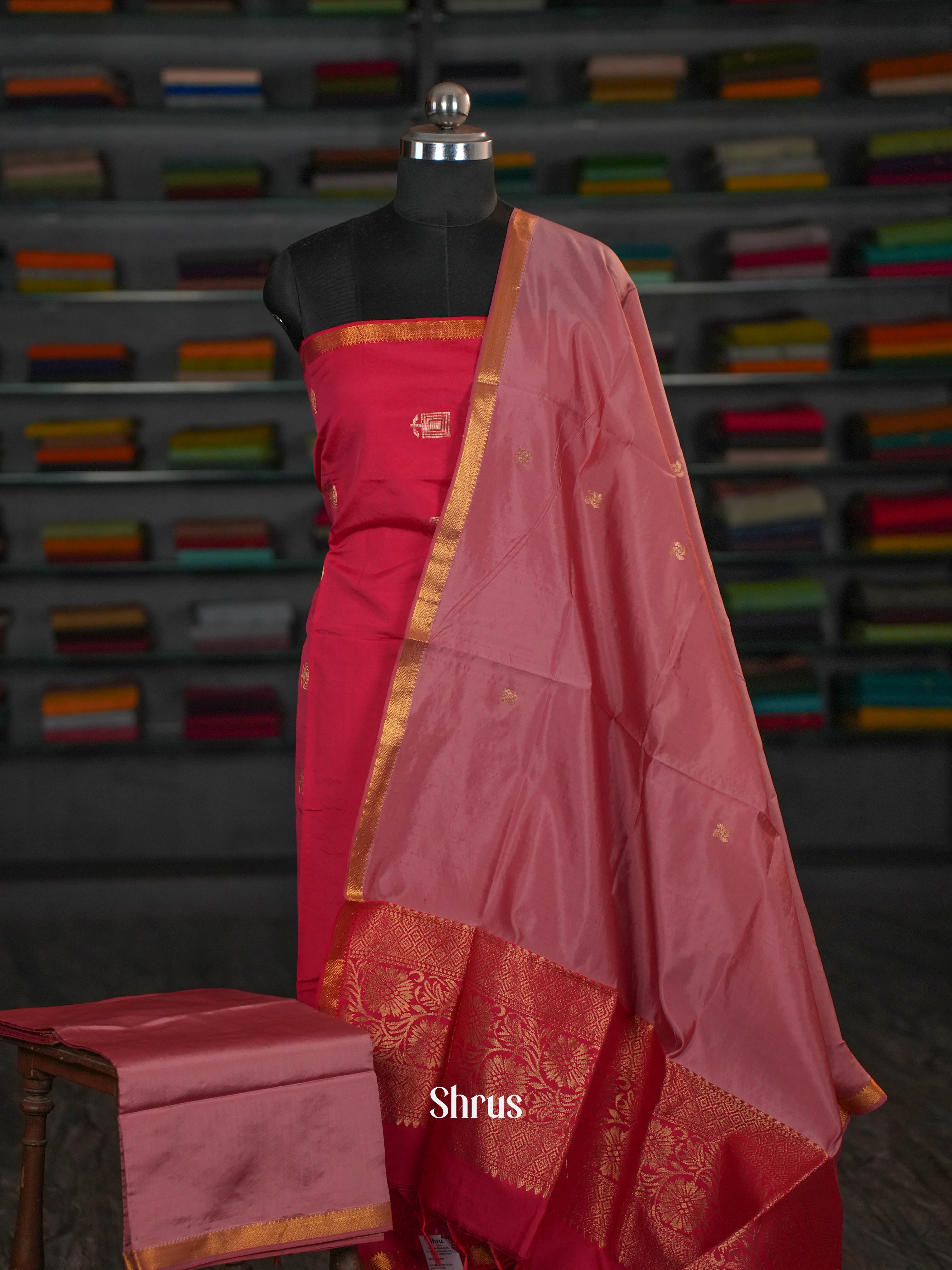 Red & Pink - semi softsilk salwar