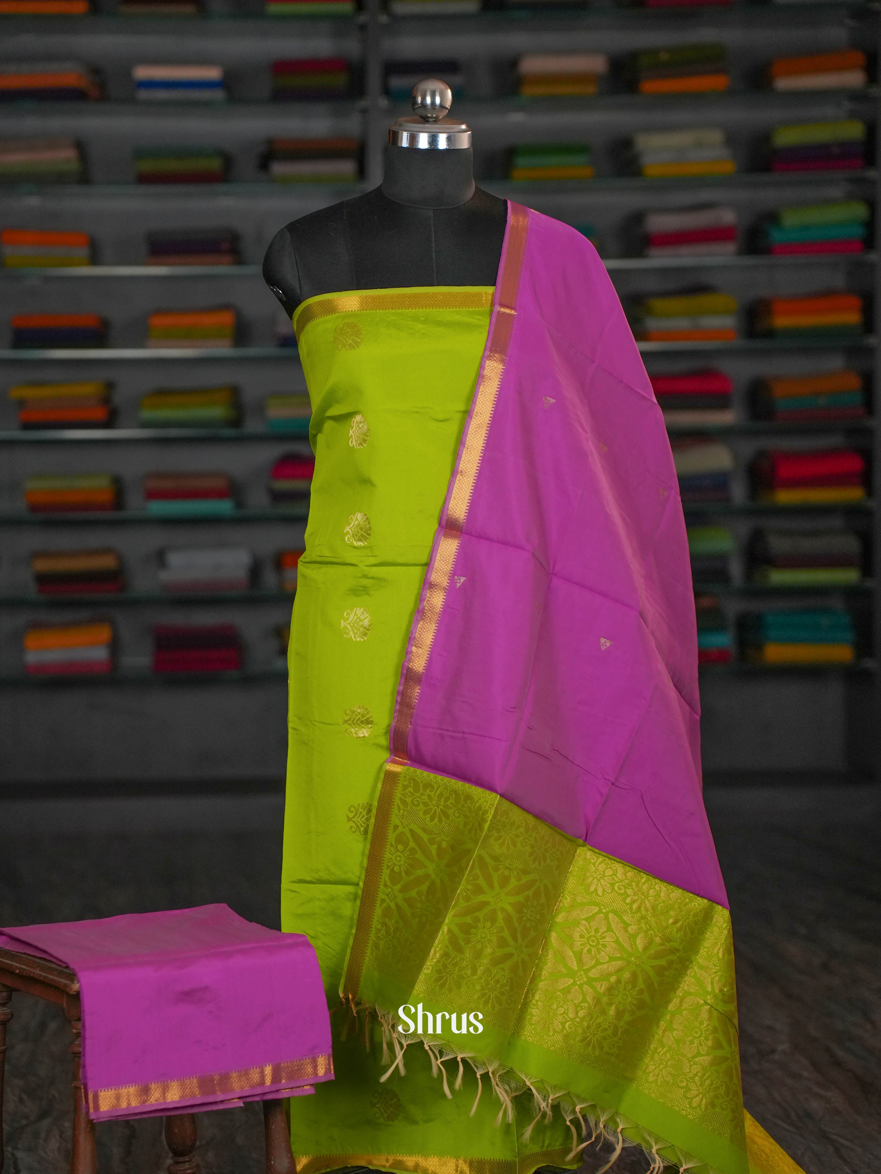 Green & Pink - semi softsilk salwar