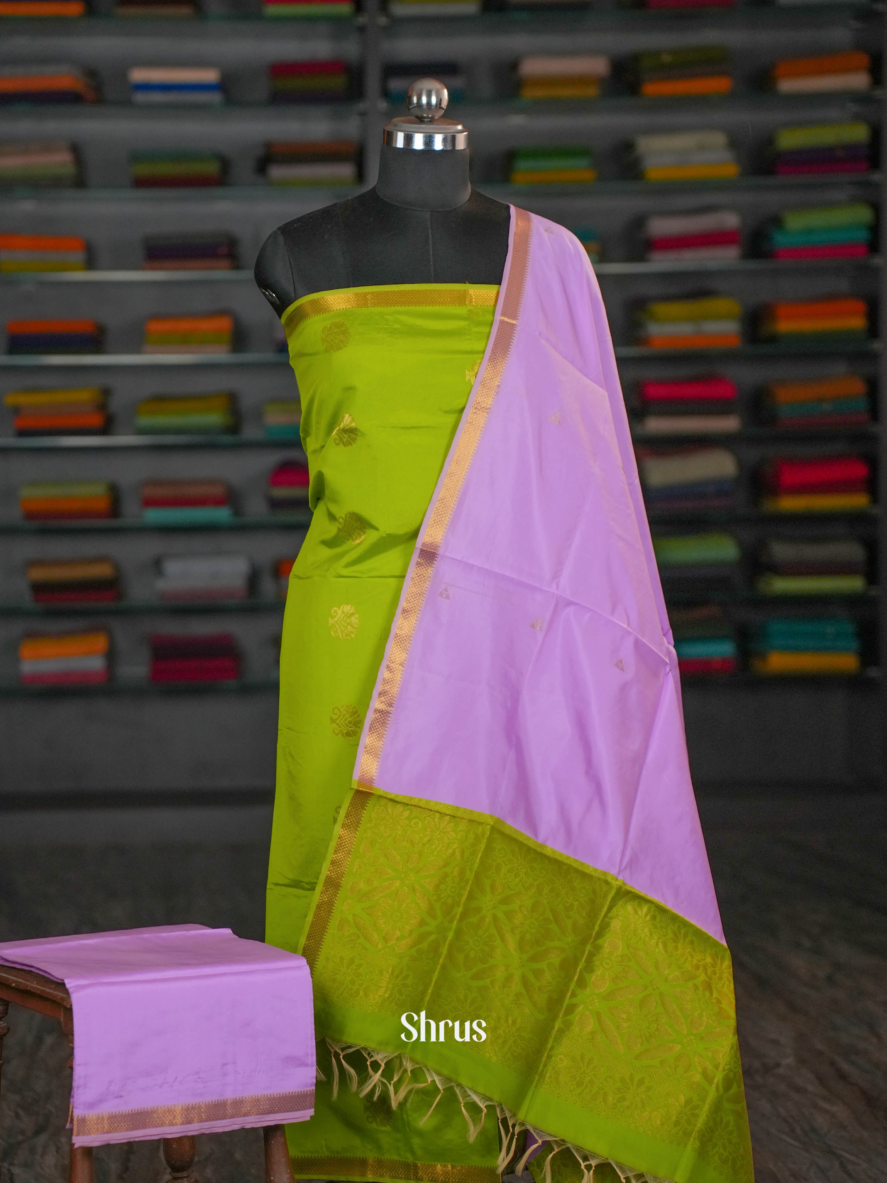 Green & Purple - semi softsilk salwar