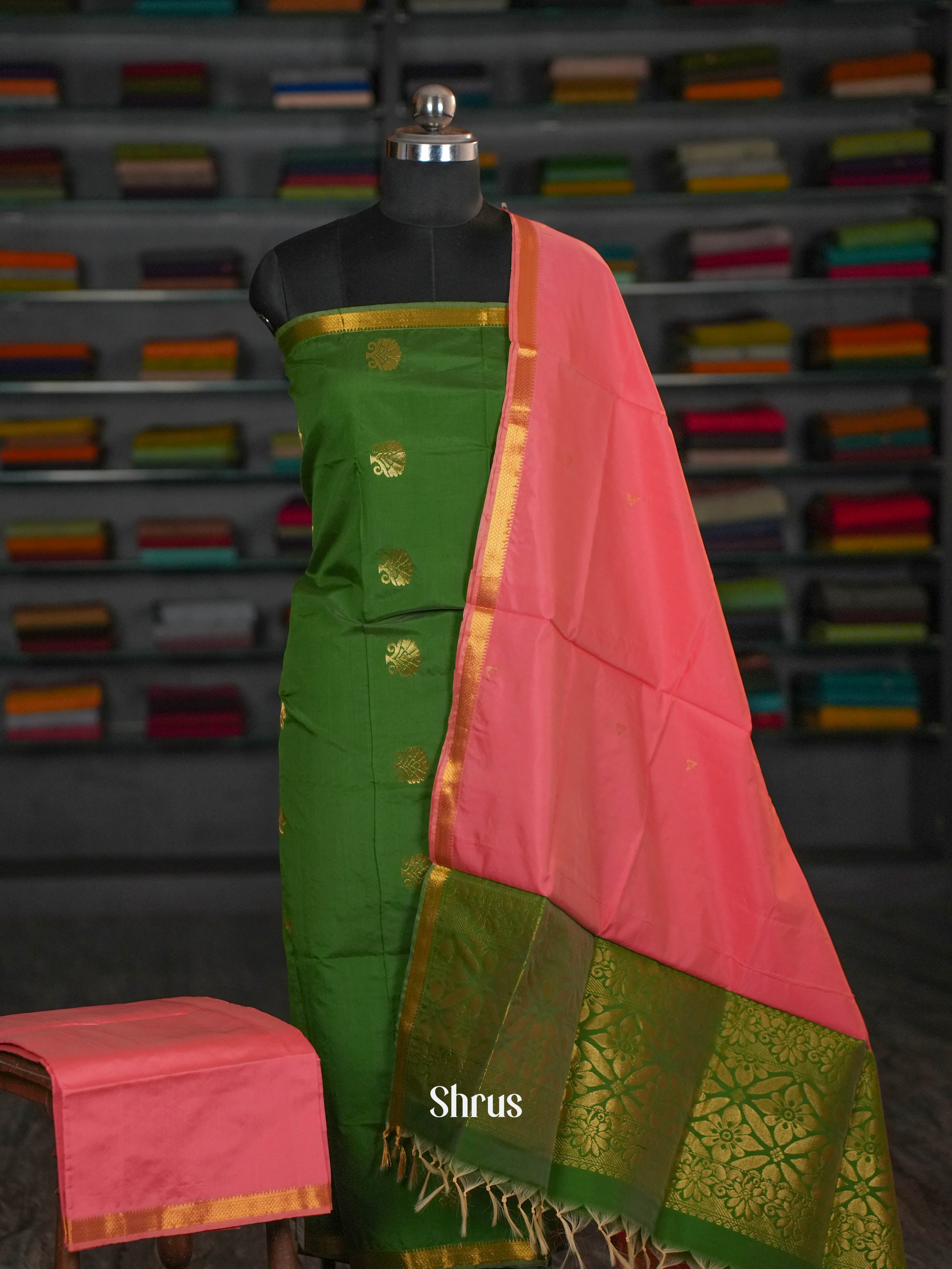 Green & Pink - semi softsilk salwar