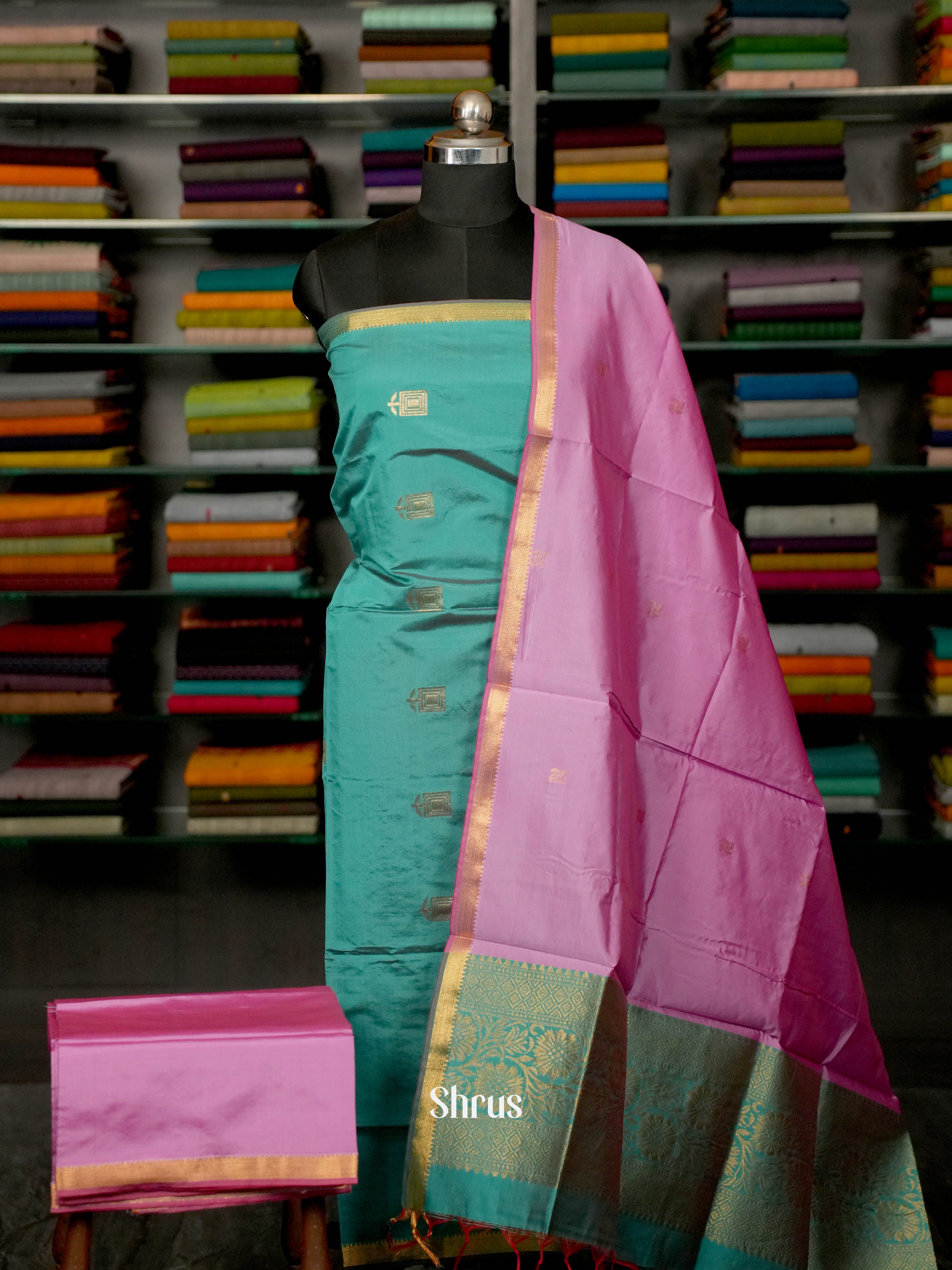 Teal & Pink - semi softsilk salwar