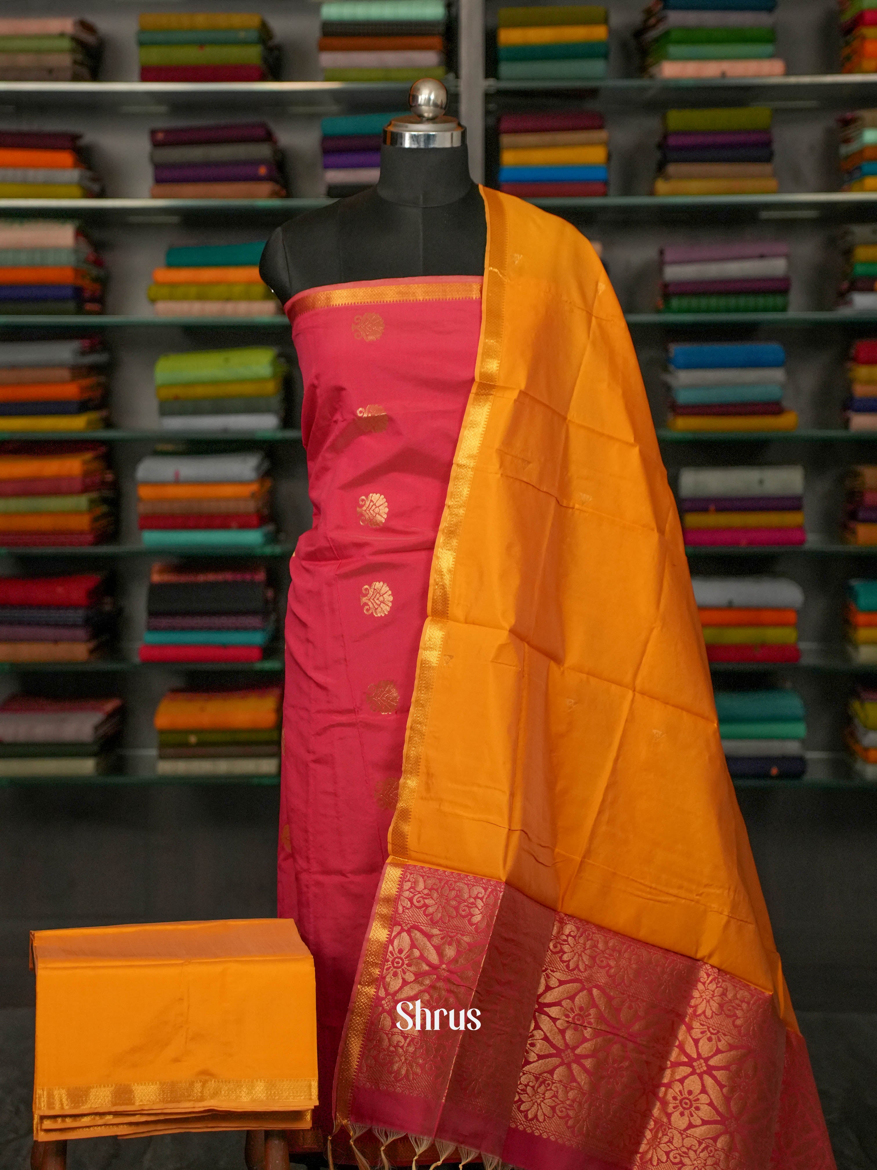 Pink & Orange - semi softsilk salwar