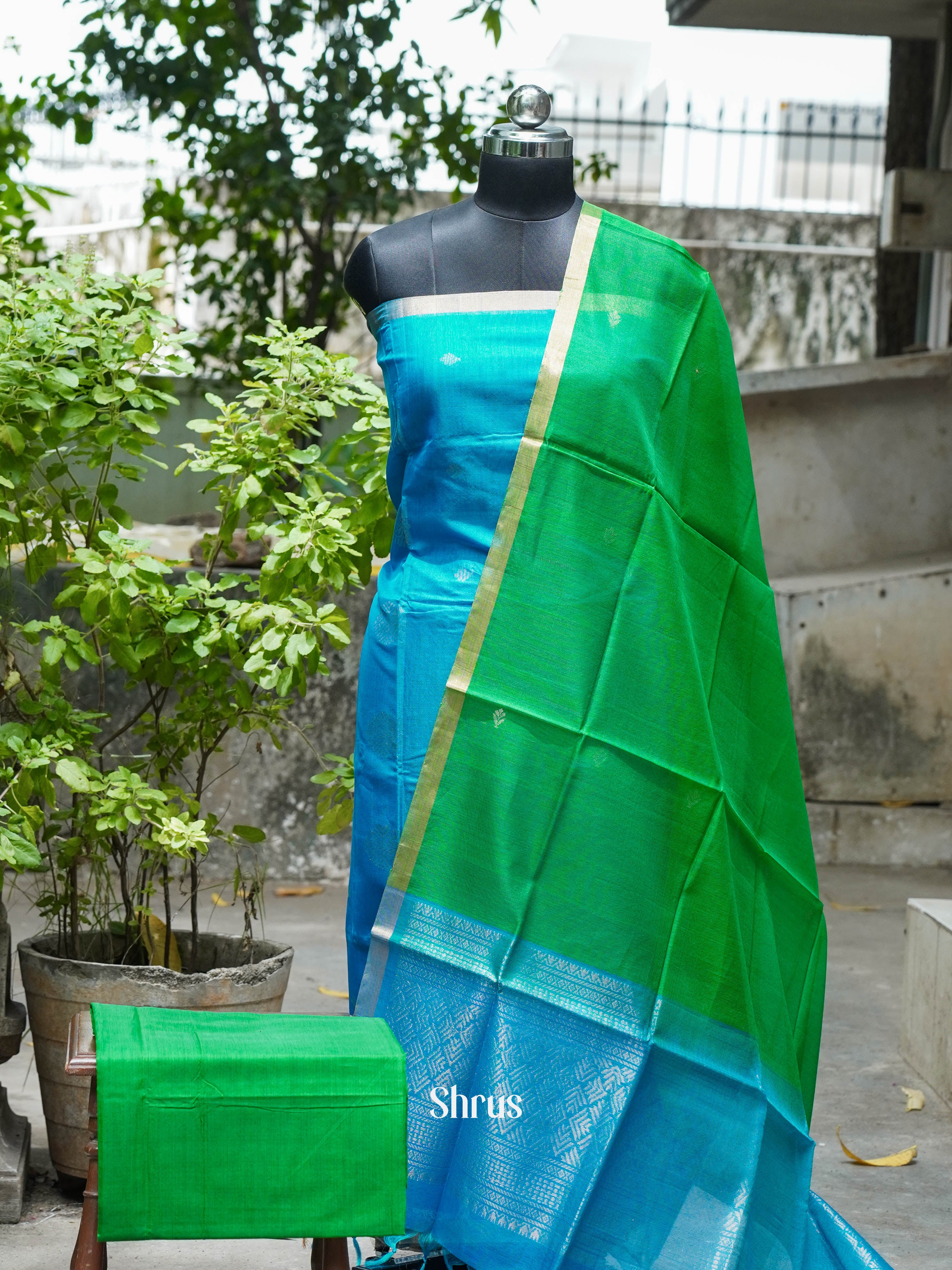 Blue & Green - Silkcotton salwar